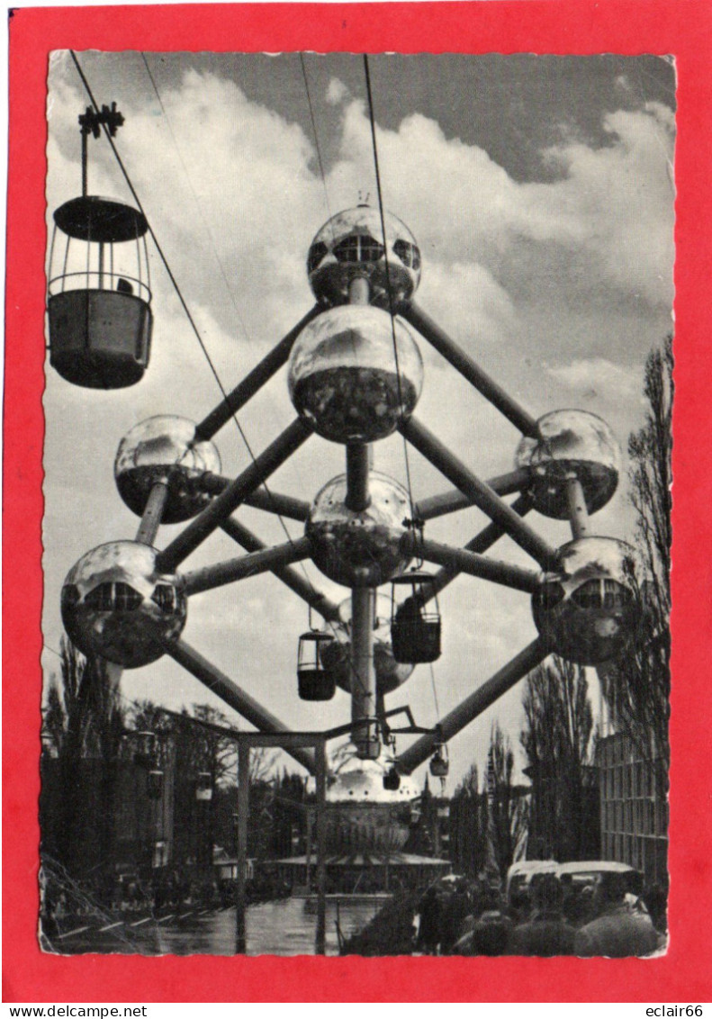 Belgique ATOMIUM Expo Universelle Bruxelles Telepherique  CPSM  Estampille A L'ATOMIUM 1958 Telecabines RARE - Expositions Universelles