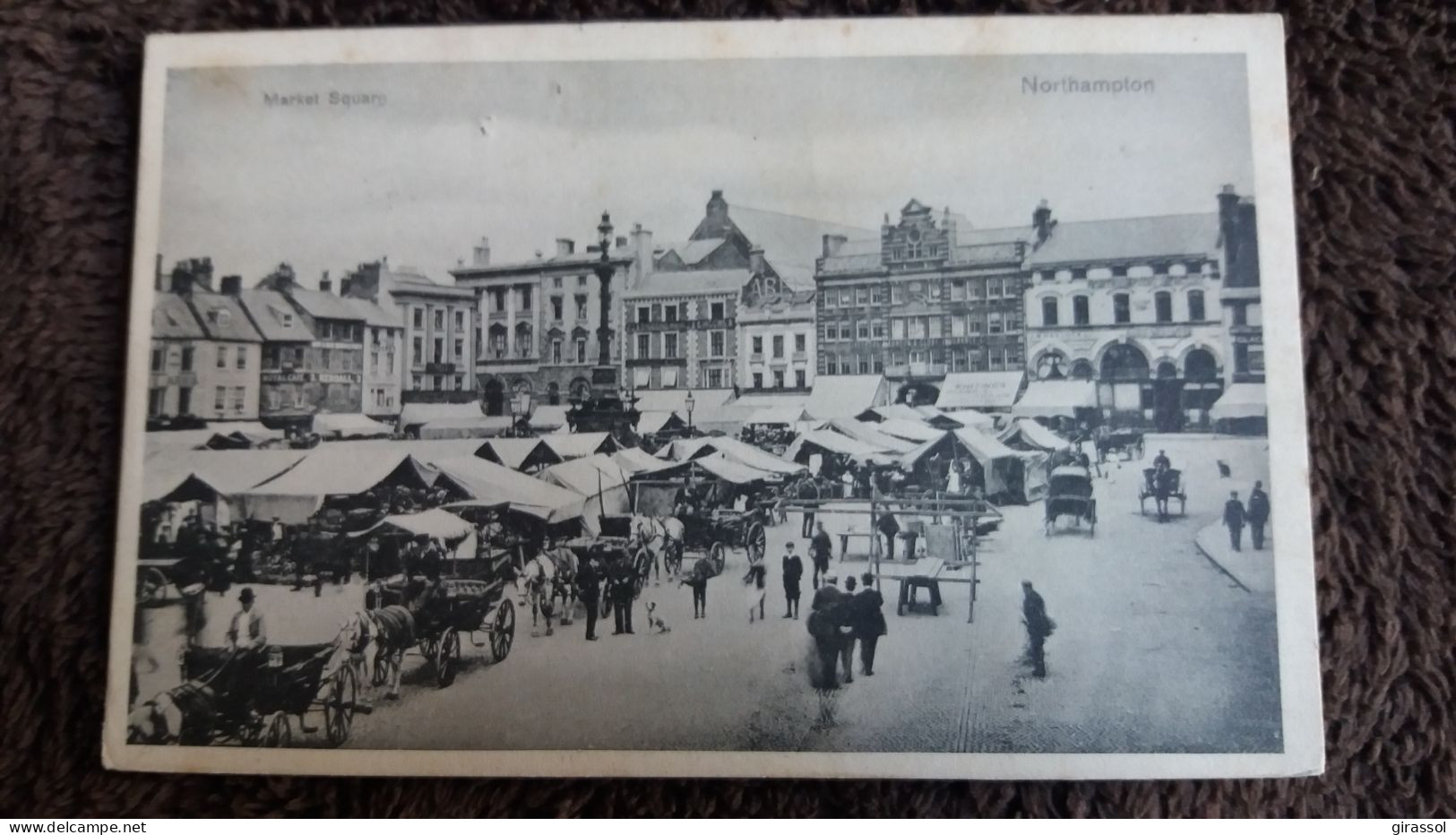 CPA NORTHAMPSON MARKET SQUARE MARCHE ANIMATION ATTELAGES 1908 - Northamptonshire