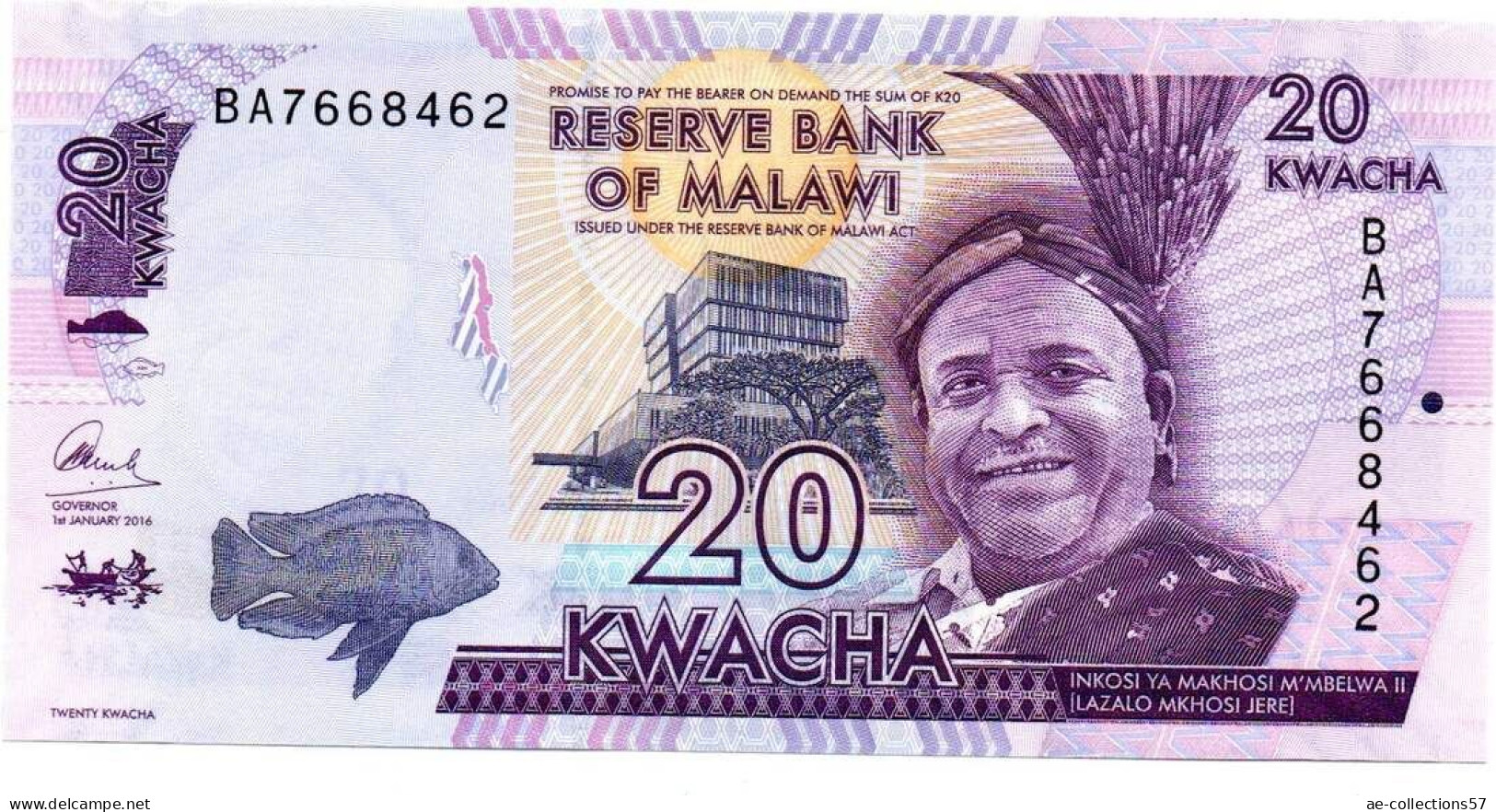 MA 26288  / Malawi 20 Kwacha 2016 UNC - Malawi