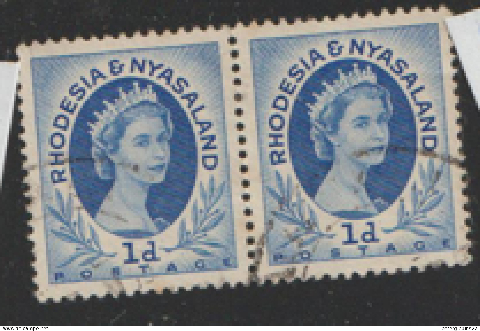 Rhodesia And Nyasaland  1954   SG 2  1d  Fine Used Pair - Rhodésie & Nyasaland (1954-1963)