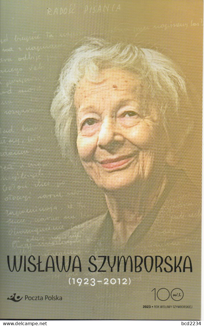 POLAND 2023 POLISH POST OFFICE LIMITED EDITION FOLDER: WISLAWA SZYMBORSKA NOBEL PRIZE WINNER LITERATURE POET WRITER - Briefe U. Dokumente