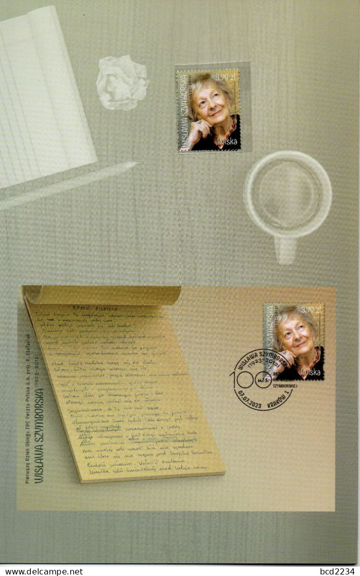 POLAND 2023 POLISH POST OFFICE LIMITED EDITION FOLDER: WISLAWA SZYMBORSKA NOBEL PRIZE WINNER LITERATURE POET WRITER - Covers & Documents