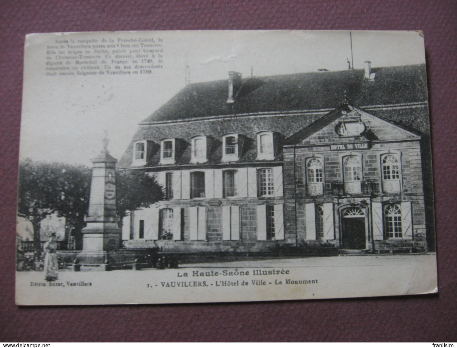 CPA 70 VAUVILLERS Hotel De Ville Et Monument Aux Morts 1919 - Vauvillers