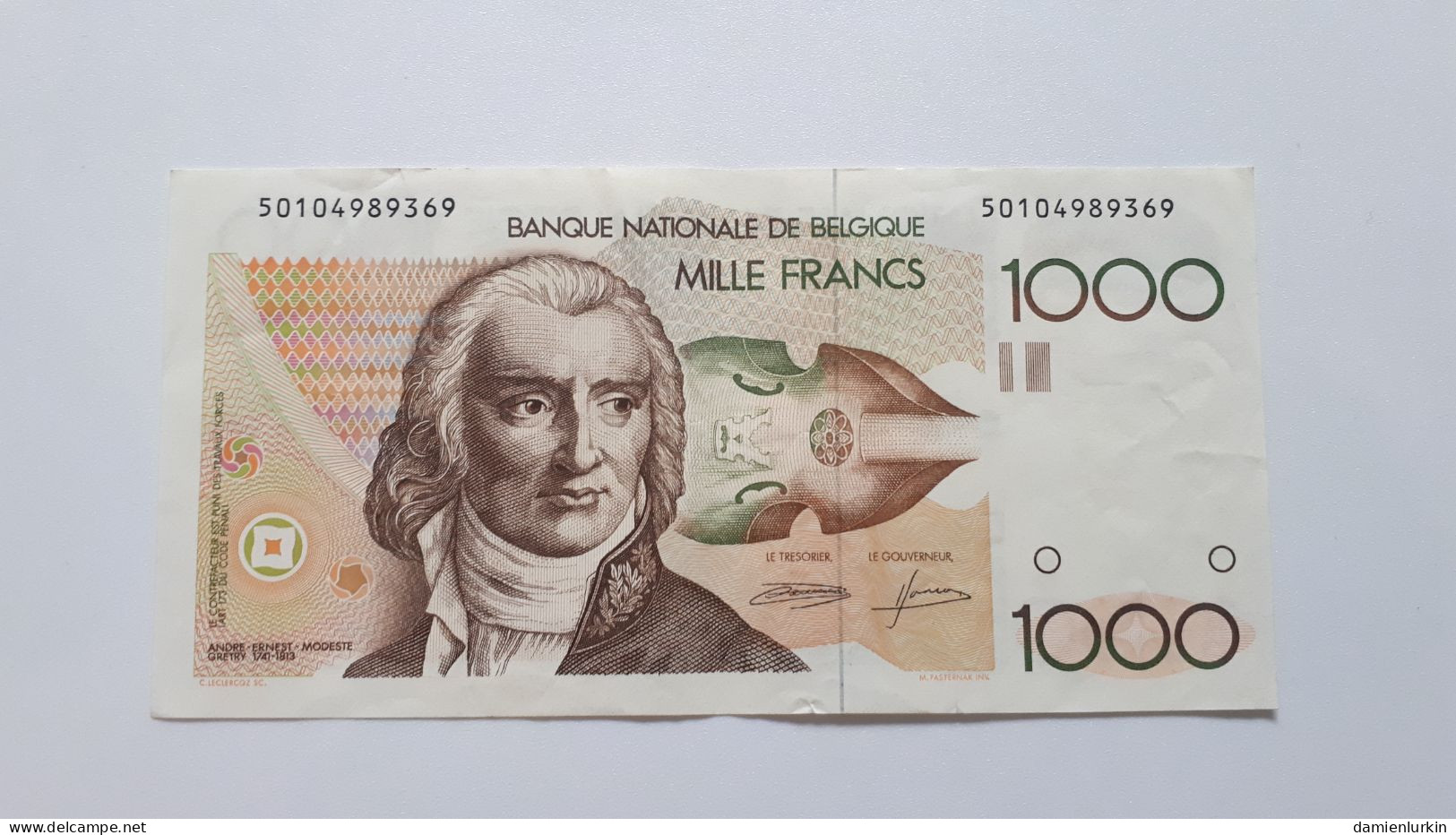 BELGIQUE/BELGIE 1000 FRANCS/FRANK GRETRY 1982-1984 GODEAU-DEMANET SERIE 5 P-144a.3 - 1000 Francos