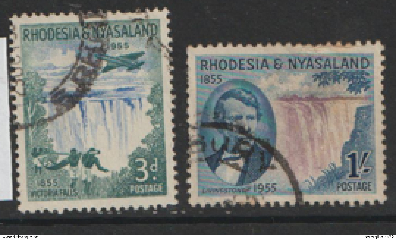 Rhodesia And Nyasaland  1955  SG  16-7   Discovery Of  Victoria Falls Fine Used - Rhodesia & Nyasaland (1954-1963)