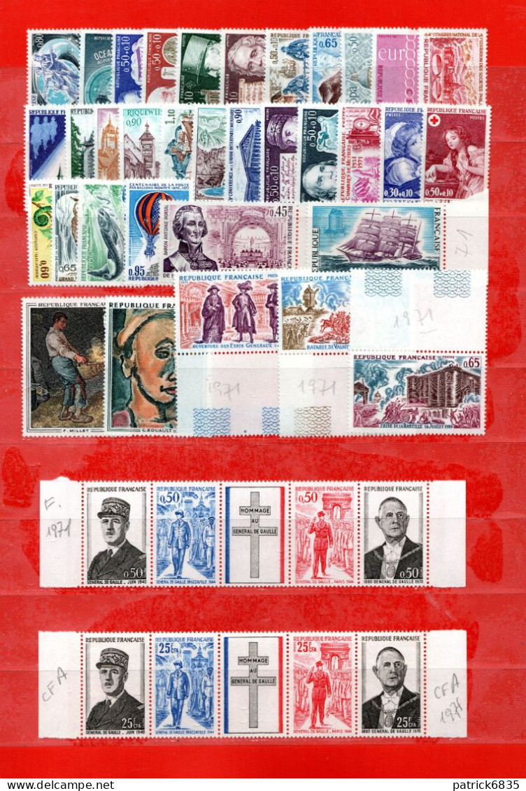 Francia ** - 1971 - Annata Commemorativi, 37 Val. + P.A. 45 + BANDE DE GAULLE - Fr.CFA. SENZA 1663-1664 - 1970-1979