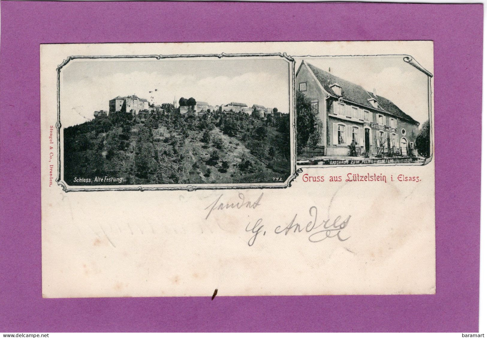 67 La Petite Pierre Gruss Aus Lützelstein  Schloss Alte Festung Gasthaus Pflug  E. Melm  1898 - La Petite Pierre