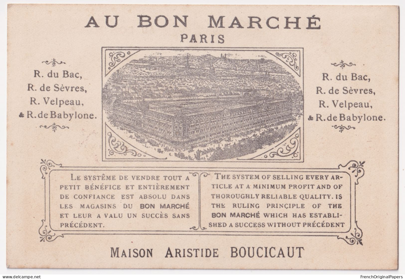 JAMAIS COLLEE - Chromo Dorée 1880s Lith. Hutinet Au Bon Marché Paris Repas Soupe Cuisine Marmite Enfants Campagne A40-66 - Au Bon Marché