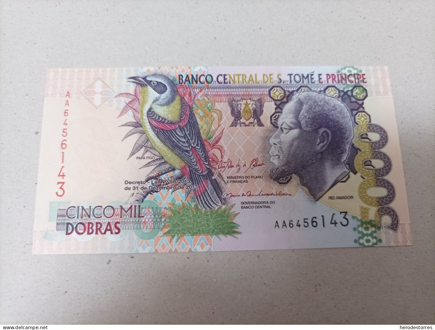 Billete De Santo Tome Y Principe De 5000 Dobras, Año 2013, Serie AA, UNC - Sao Tome En Principe