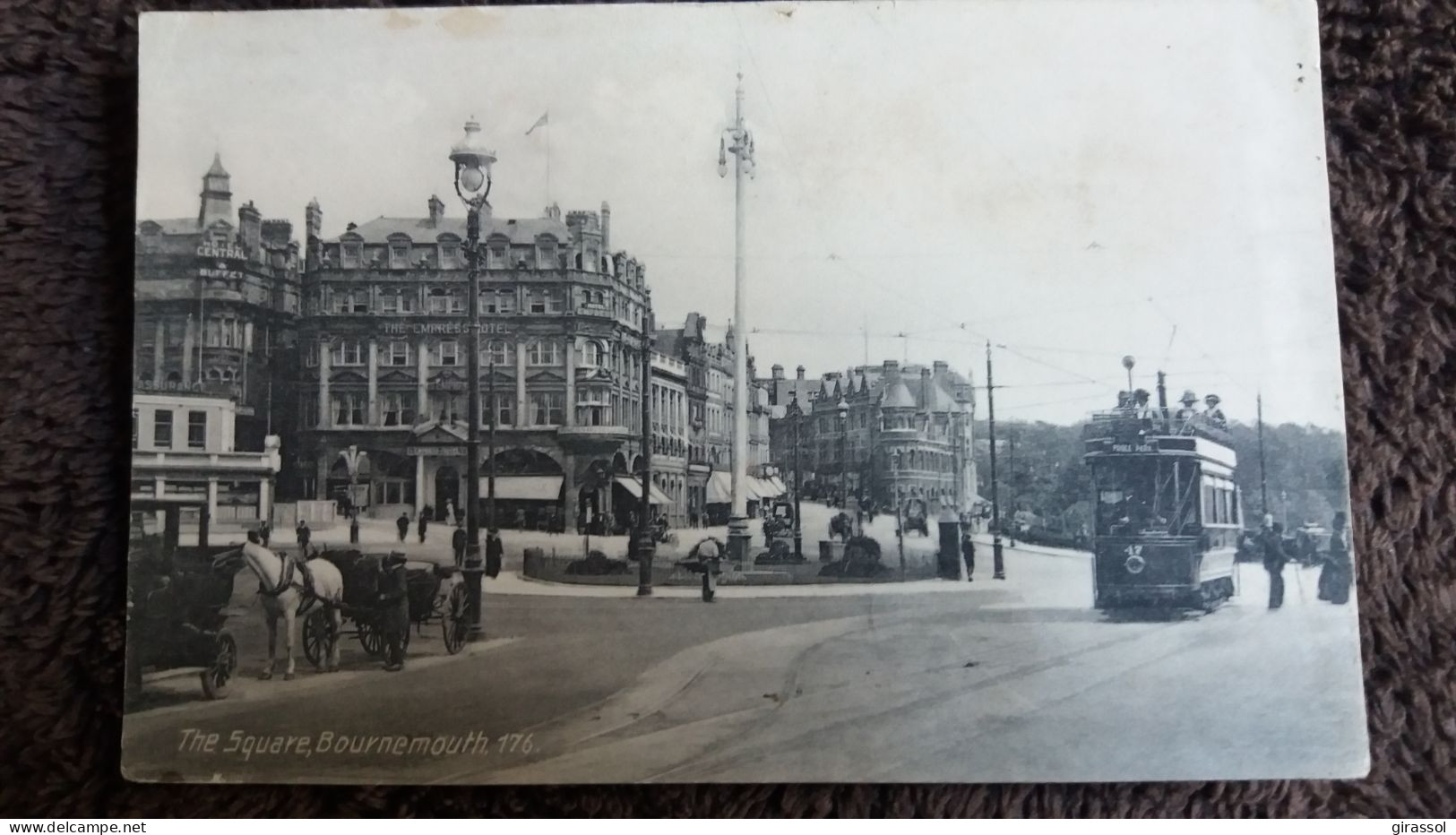 CPA THE SQUARE BOURNEMOUTHE 176 TRAMWAY HORSE ATTELAGE CAR - Bournemouth (from 1972)