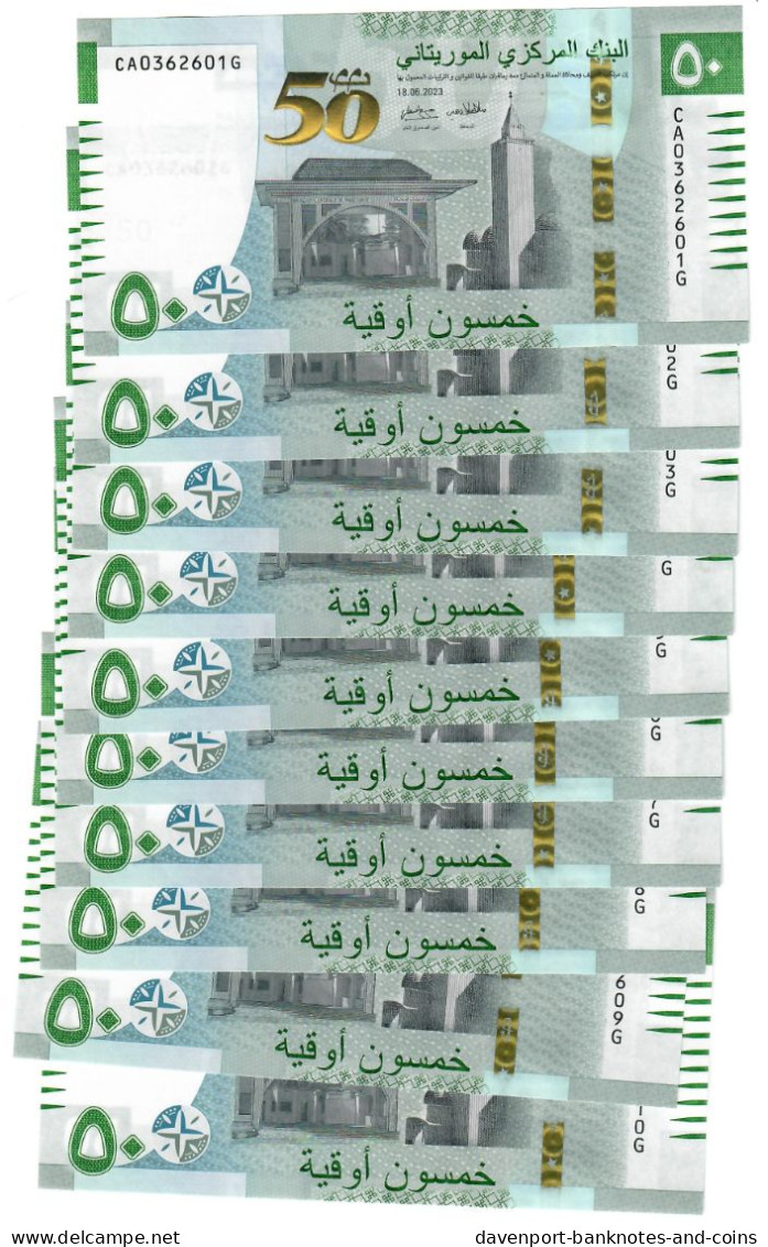 Mauritania 10x 50 Ouguiya 2023 UNC Commemorative - Mauritanië