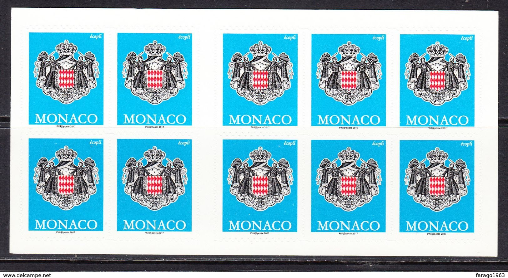 2017 Monaco Coat Of Arms Booklet Carnet  MNH @ BELOW FACE VALUE - Postzegelboekjes