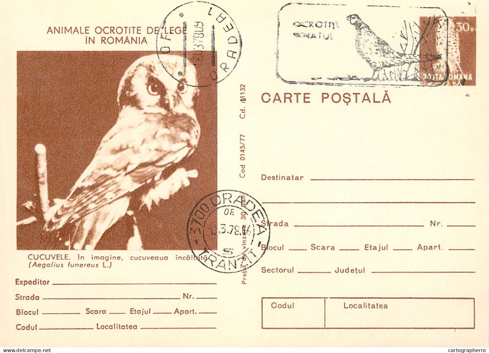 Animals protected by law in Romania set of 20 postal stationery cards 1980