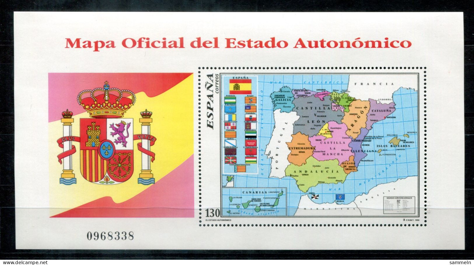 SPANIEN Block 67, Bl.67 Mnh - Landkarte, Map, Carte - SPAIN / ESPAGNE - Blocs & Hojas