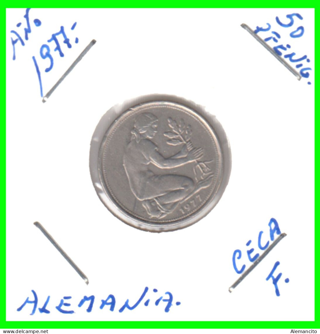 ALEMANIA -DEUTSCHLAND - GERMANY-MONEDA DE LA REPUBLICA FEDERAL DE ALEMANIA DE 50 Pfn-DEL AÑO - 1977 - CECA - J - HAMBURG - 50 Pfennig