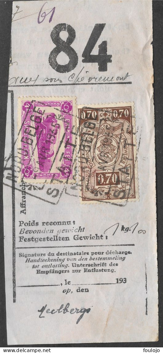 TR143+176 Oblit. Nord-belge Statte Le 9 Avr 1935 (Alb Vert 3) - Documents & Fragments
