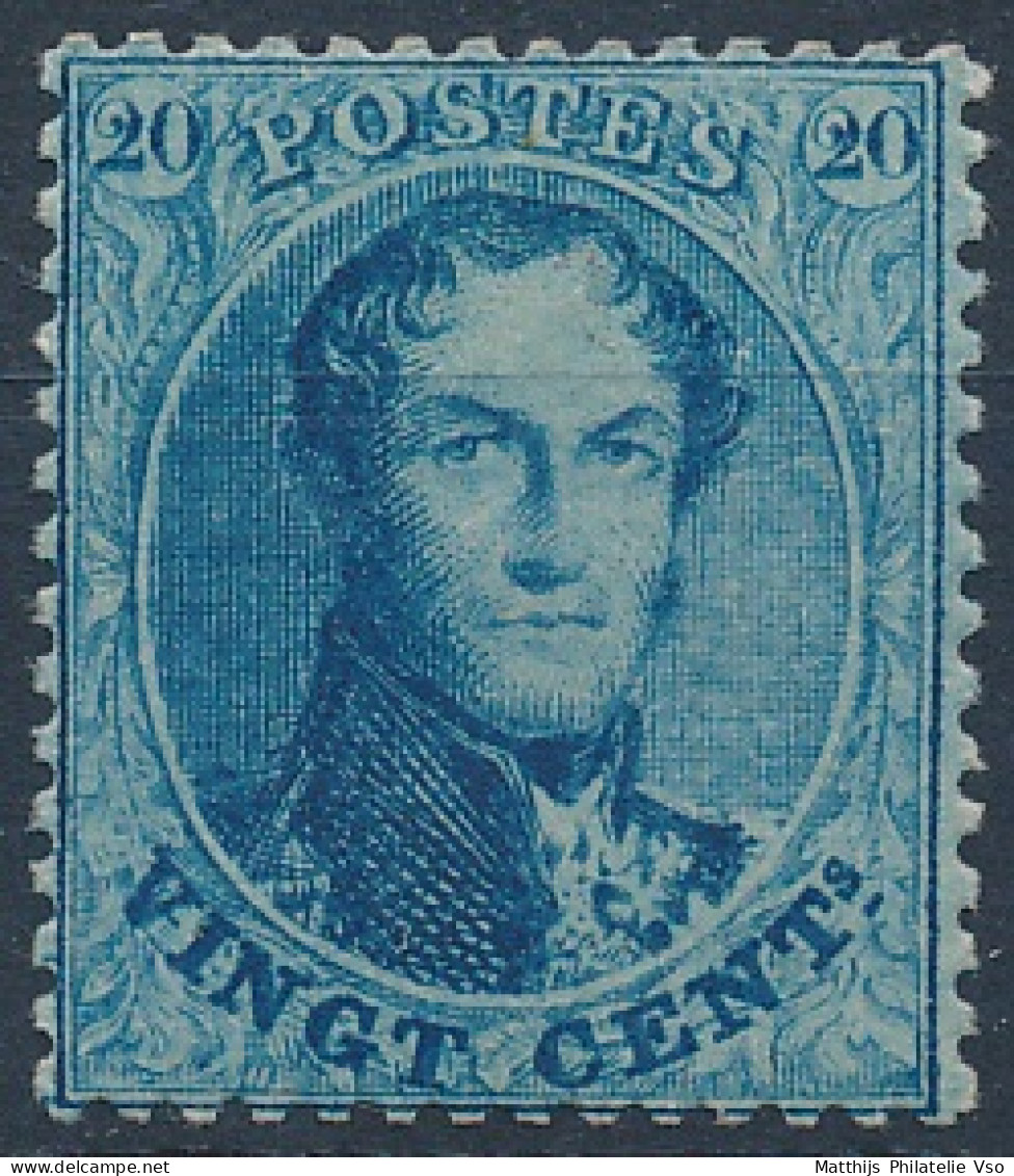 [* SUP] N° 15Ba, 20c Bleu Foncé, Excellent Centrage - Très Frais - Cote: 400€ - 1863-1864 Medaillen (13/16)