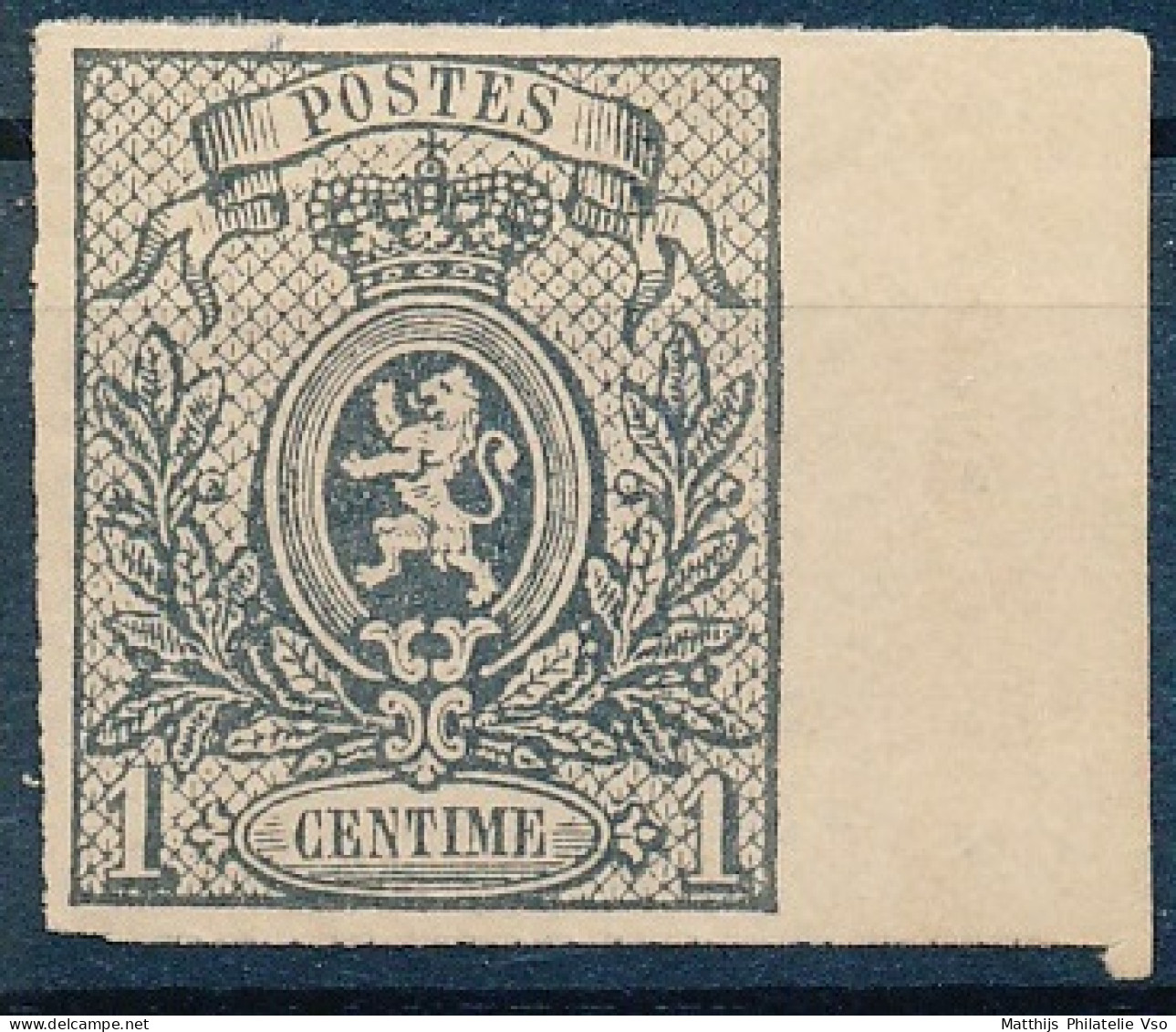 [** SUP] N° 22, 1c Gris, Belles Grandes Marges Et Bord De Feuille. Fraîcheur Postale - Certificat Photo. LUXE - Cote: 13 - 1866-1867 Coat Of Arms