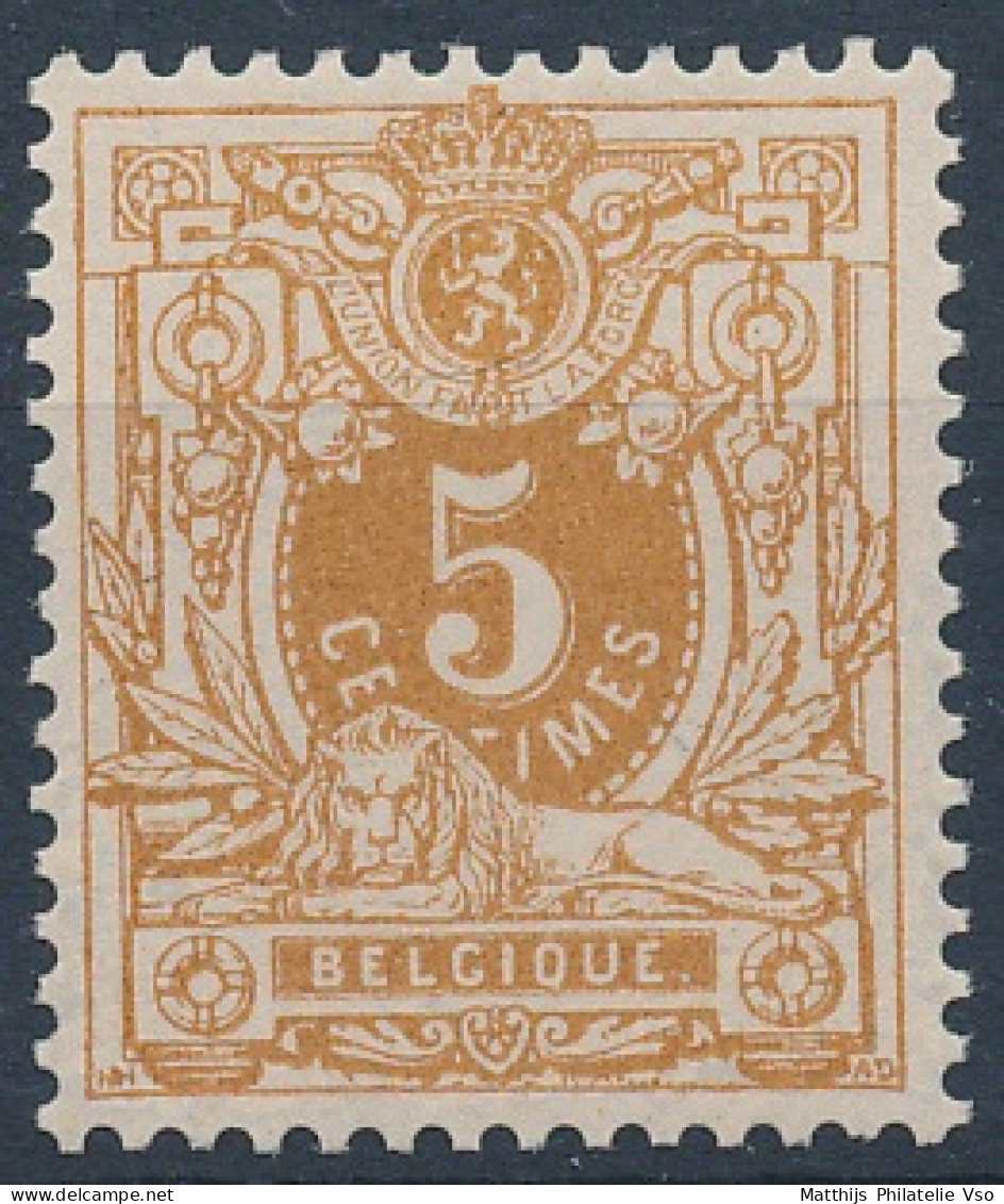 [** SUP] N° 28B, 5c Ocre-rouge Vif, Centrage Parfait, Fraîcheur Postale - Très Rare Avec Ce Centrage - Cote: 1437€ - 1869-1883 Leopoldo II