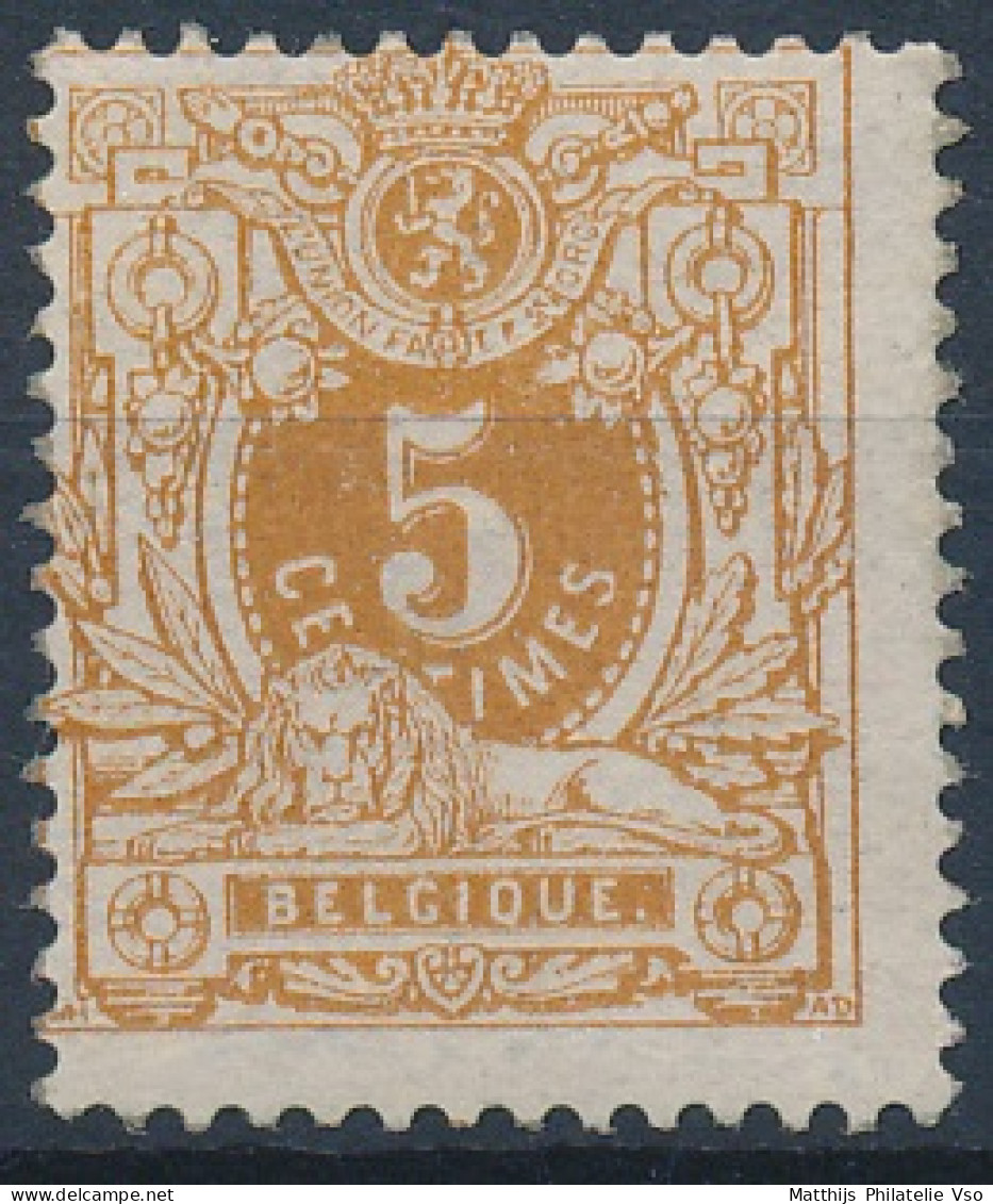 [* SUP] N° 28B, 5c Ocre-rouge Vif, Légère Trace - Très Frais - Cote: 120€ - 1869-1883 Leopold II