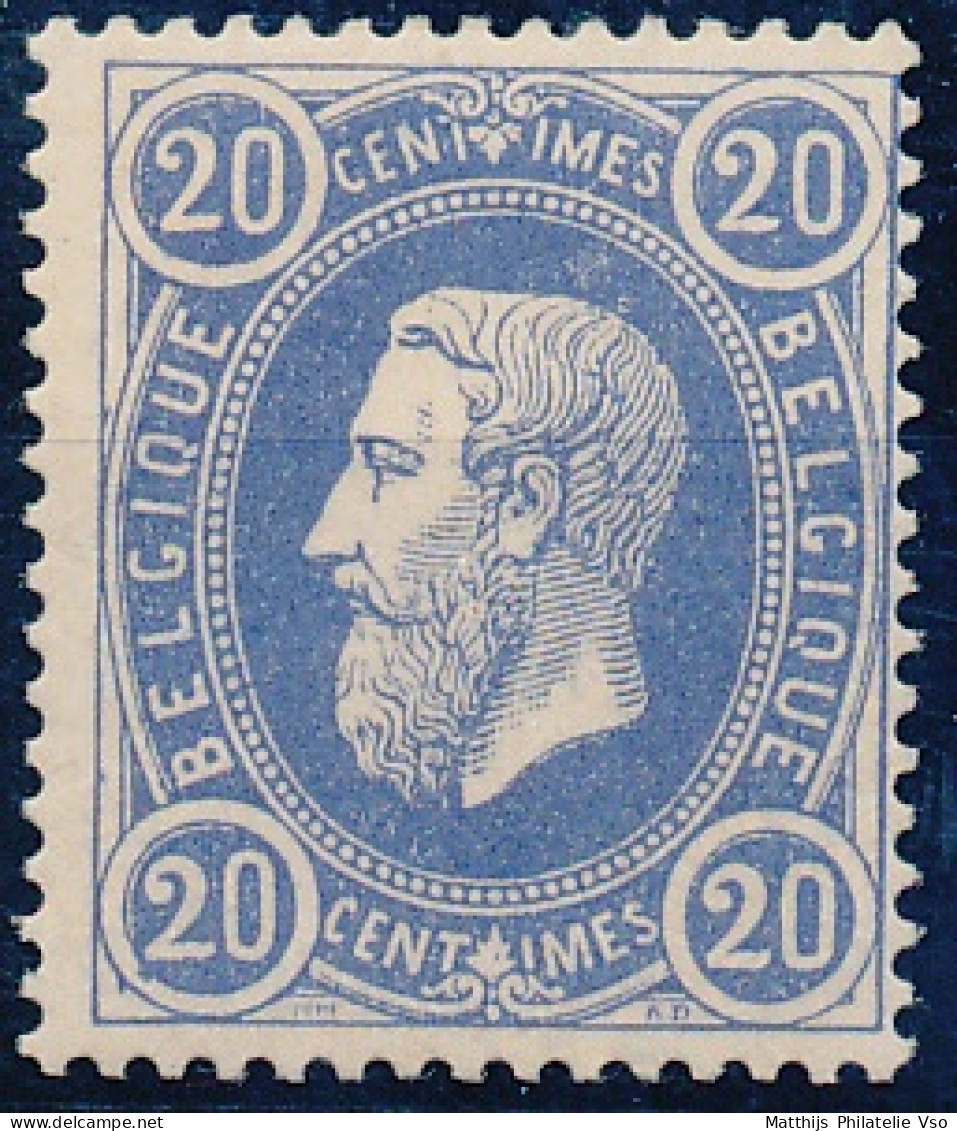 [** SUP] N° 31A, 20c Outremer Vif, Centrage Correct. Fraîcheur Postale - Certificat Photo. LUXE - Cote: 400€ - 1869-1883 Leopold II.