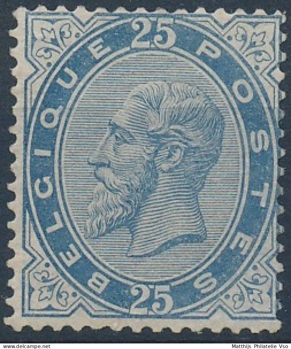 [(**) TB] N° 40, 25c Bleu Terne, Regommé - Compté Comme Sans Gomme - Cote: 444€ - 1869-1883 Léopold II