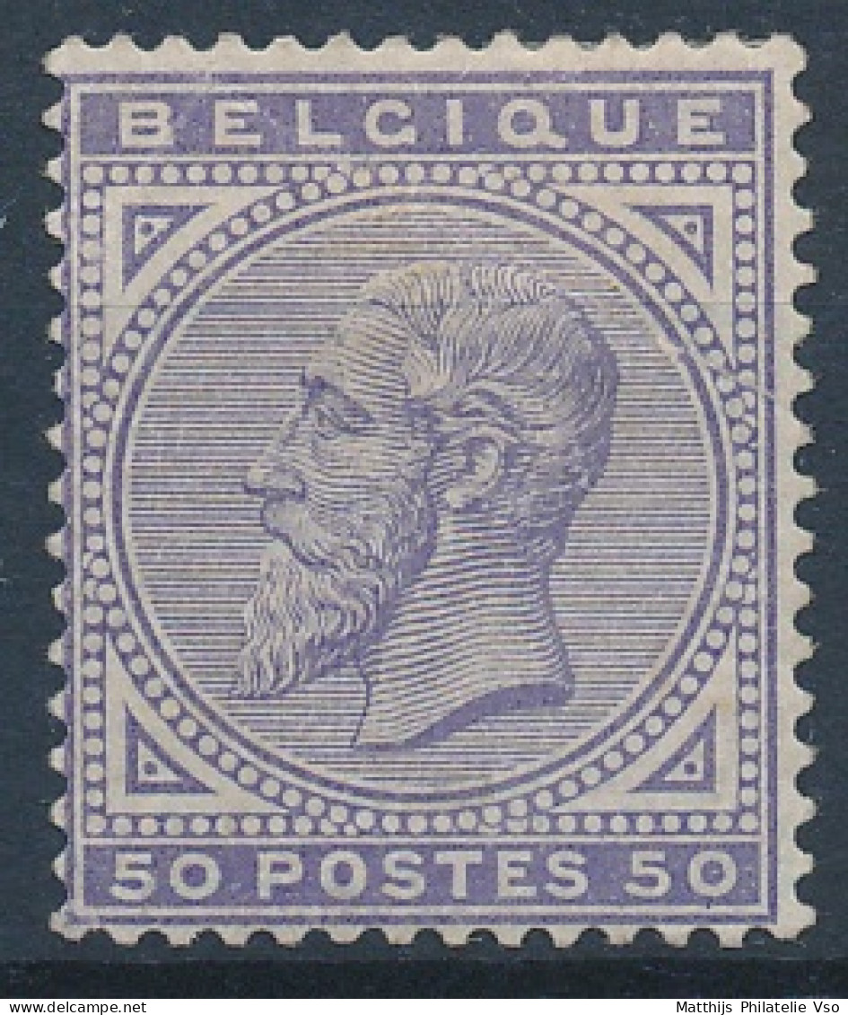 [* TB] N° 41, 50c Violet Pâle, Joli Centrage (non Compté) - Très Frais - Cote: 440€ - 1869-1883 Leopoldo II