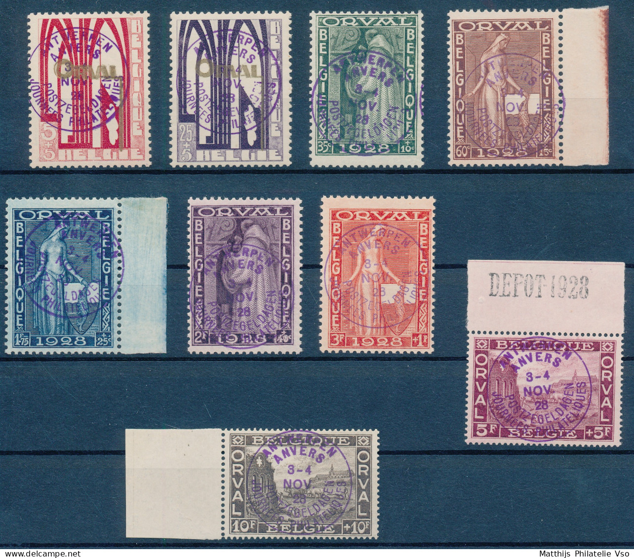 [** SUP] N° 266A/66K, Orval Avec Cachets Violet Anvers, La Série Complète Dont Nombreux Bdf Et Le 10F Avec 'DEPOT 1928'. - Unused Stamps