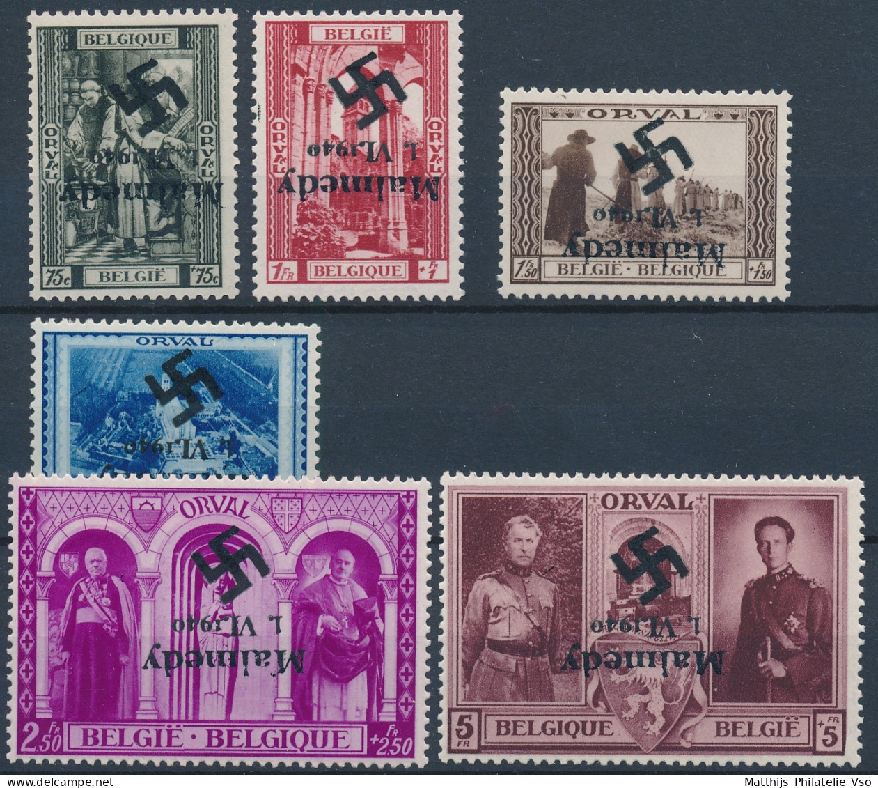 [** SUP] N° 513/18, Orval, La Série Complète - Surcharge Privée Renversée : "Malmedy 1. VI 1940" - Unused Stamps