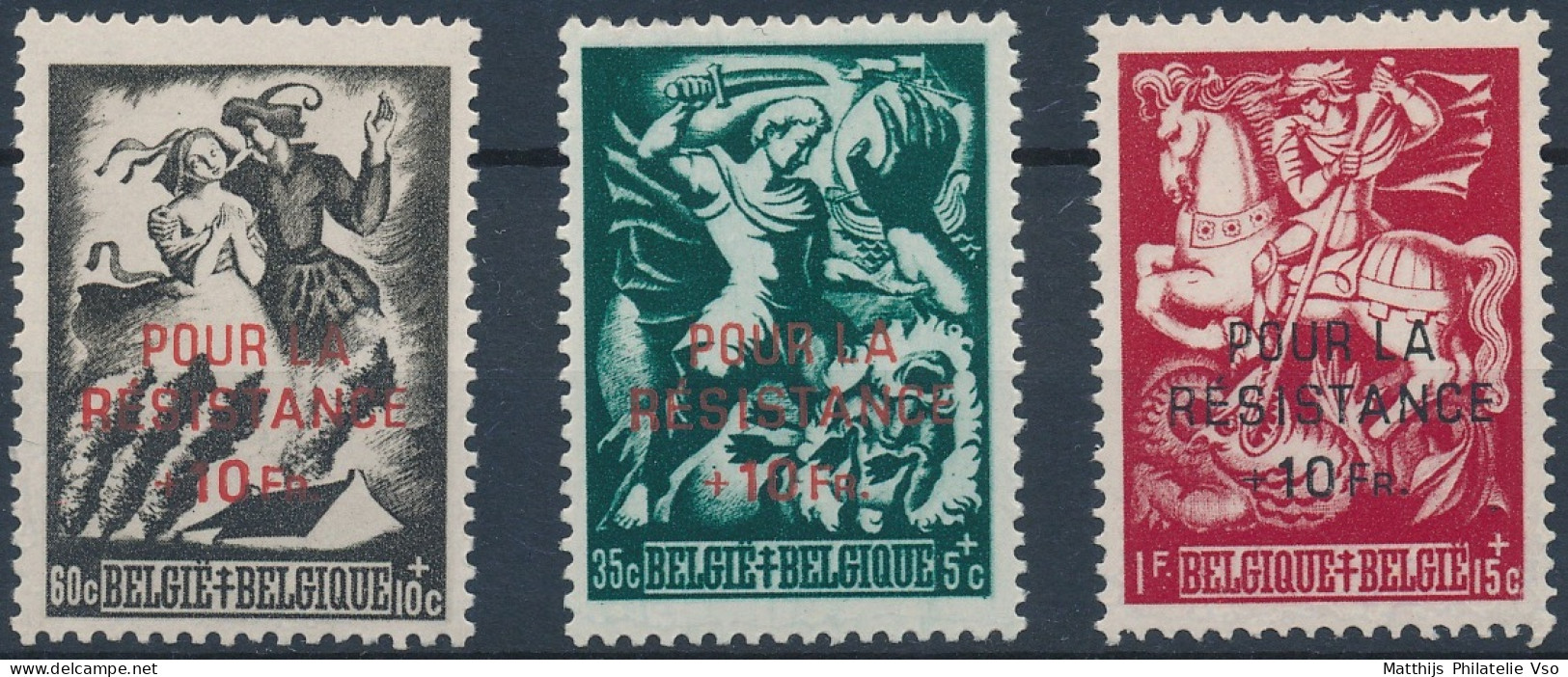 [**/* SUP] De La Série 653/60, Lot De 3 Valeurs Avec Surcharge Privée 'Pour La Résistance' - Unused Stamps