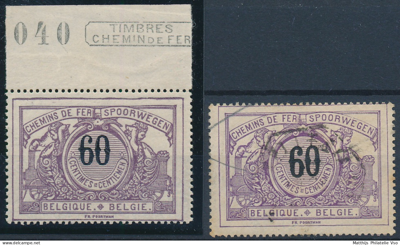 [** SUP] TR22-cu, 60c Violet Avec Valeur Déplacée Vers Le Haut (joint Normal). Bord De Feuille - Fraîcheur Postale - Andere & Zonder Classificatie