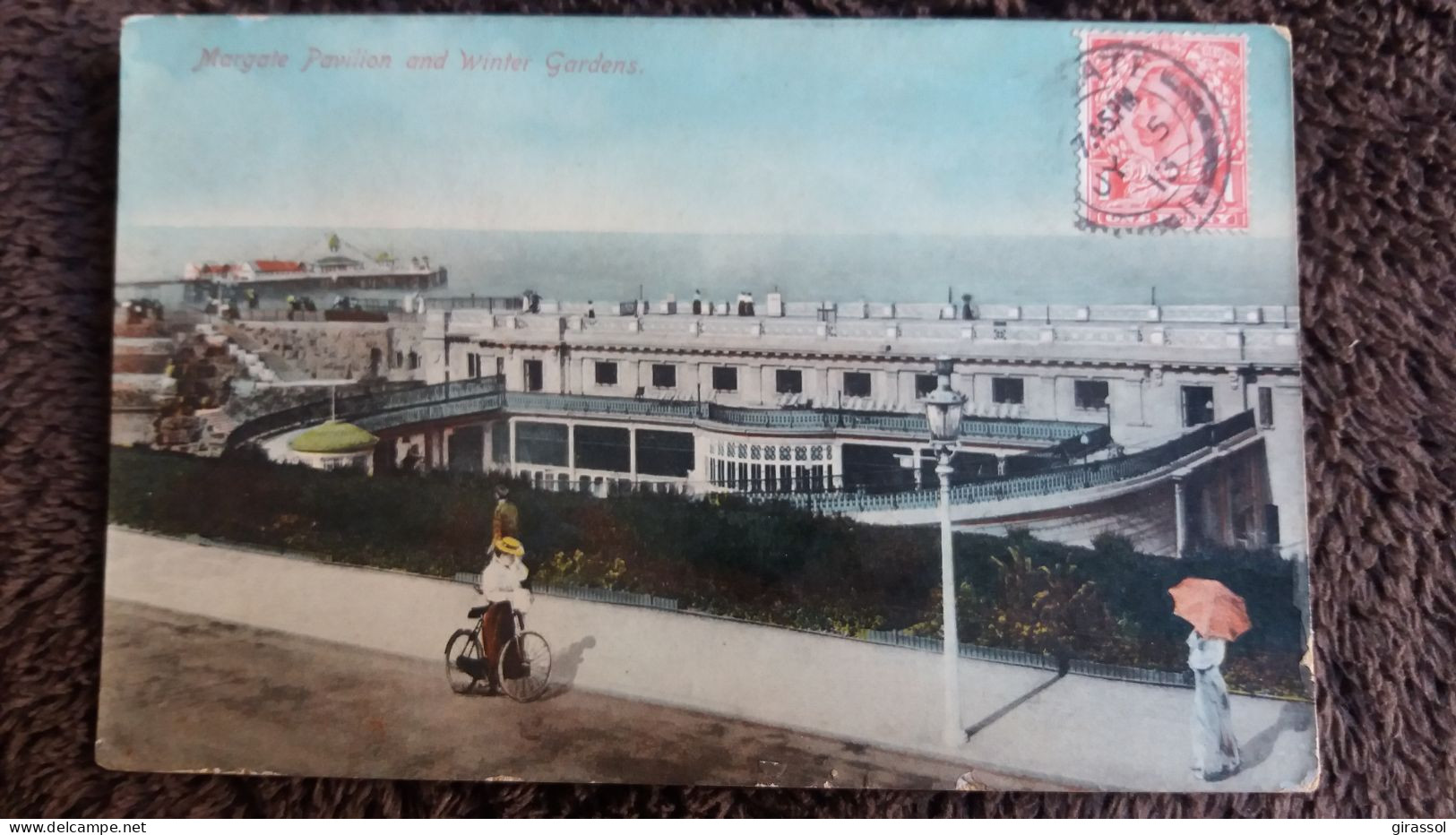 CPA MARGATE PAVILION AND WINTER GARDENS WOMEN BICYCLE VELO  ANIMATION 1913 - Margate