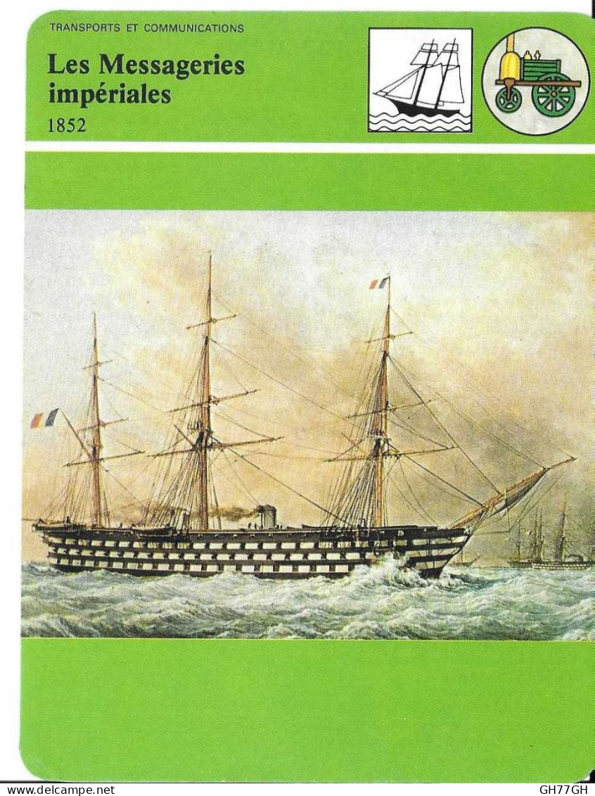 Fiche Illustrée LES MESSAGERIES IMPERIALES Par Edito-Service 1982 -texte En Verso - Bateaux