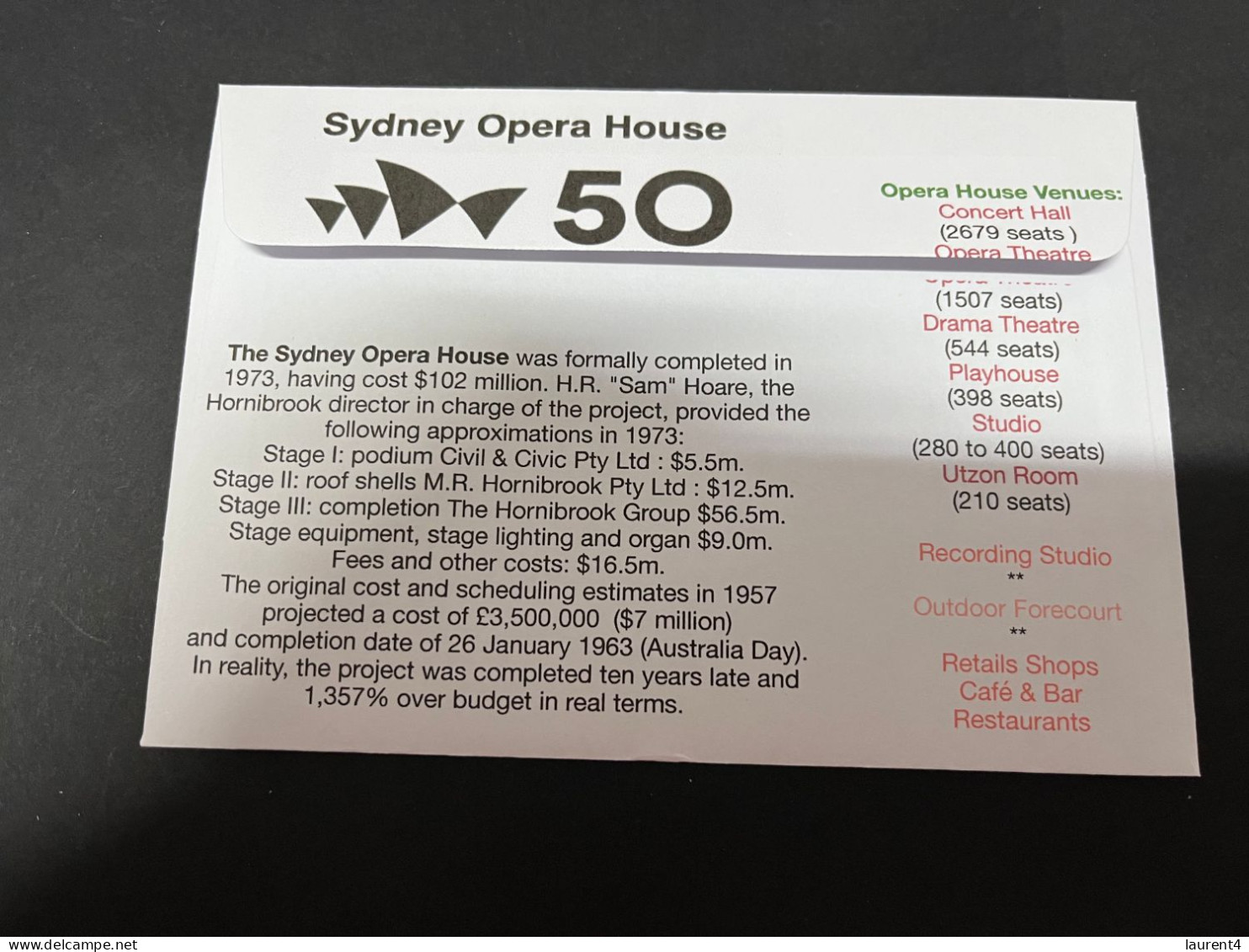 6-10-2023 (3 U 27) Sydney Opera House Celebrate 50th Anniversary (20-10-2023) 2 Covers - Cartas & Documentos