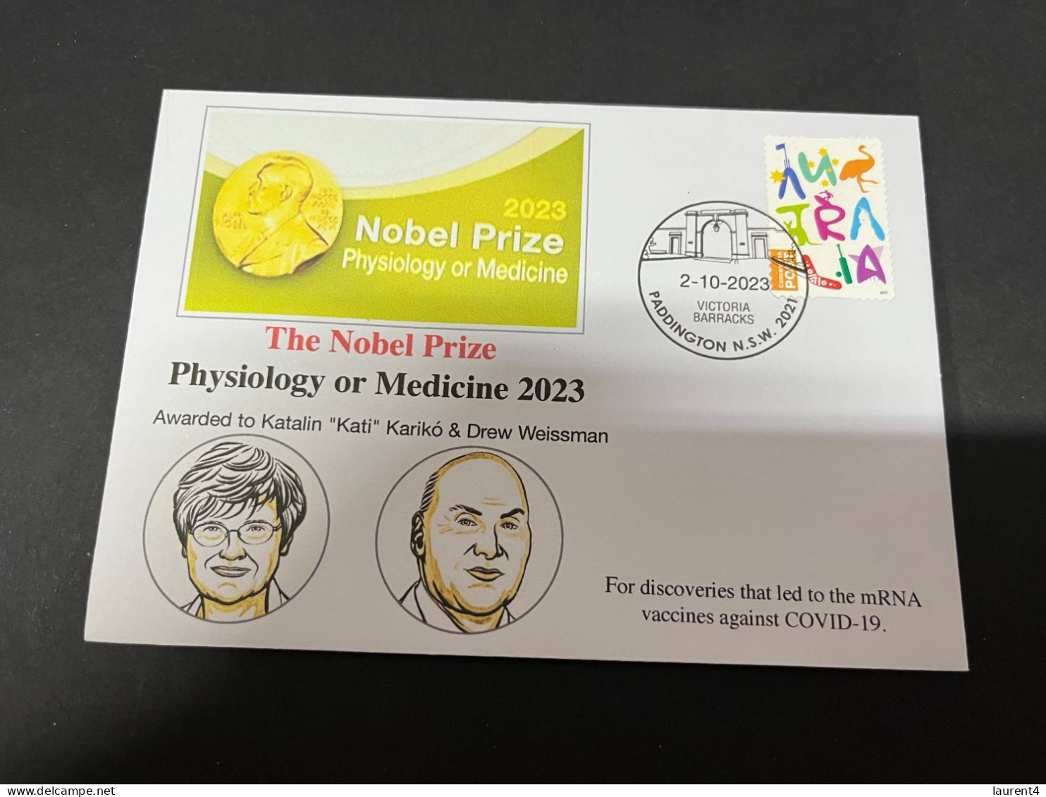 6-10-2023 (3 U 27) Nobel Medecine Prize Awarded In 2023 - 1 Cover - OZ Stamp (postmarked 2-10-2022) - Otros & Sin Clasificación