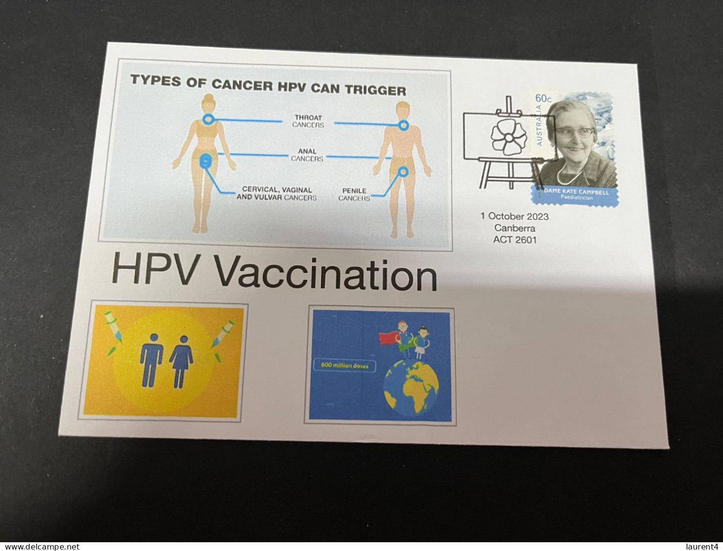 (6-10-2023) (3 U 27) HPV Vaccination (with Australia Women DOctor Campbell Stamp) - Maladies