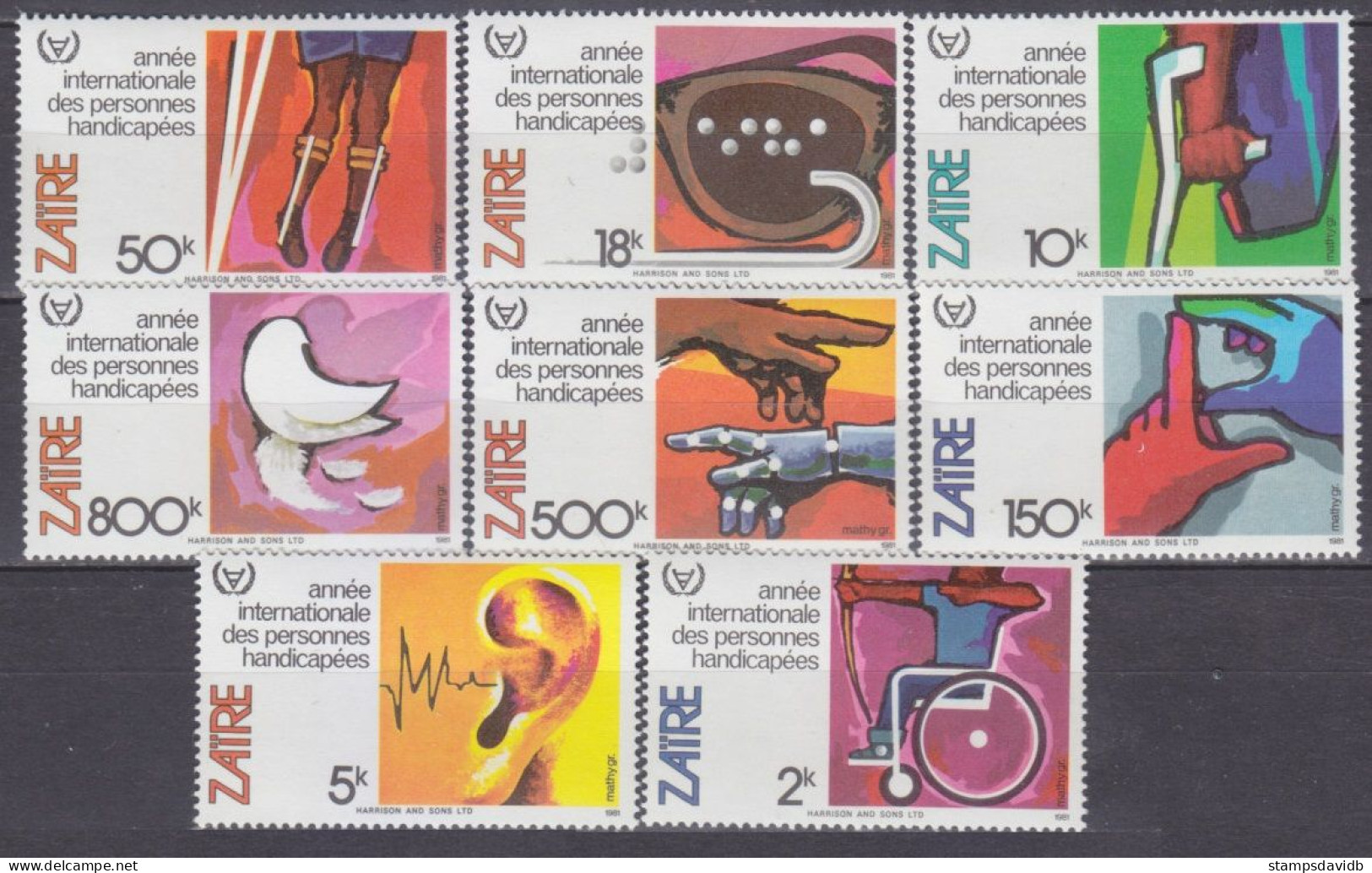 1981 Zaire 732-739 Medicine - International Year Of Disabled People 6,00 € - Médecine