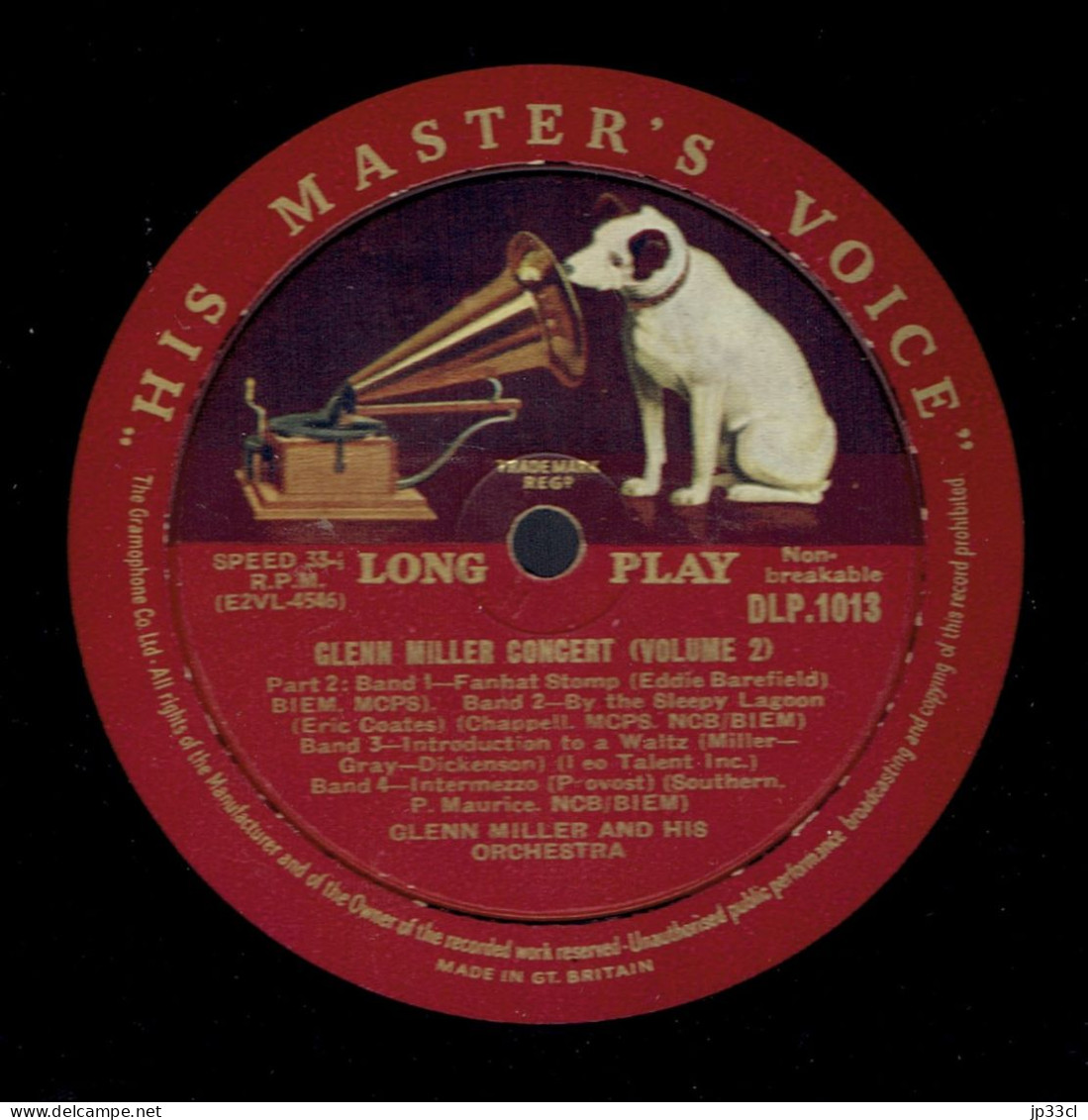 Lot de quatre 33 T : Glenn Miller Concert (Volume 1, 2 & 3) + The Glenn Miller Story (His Master's Voice, années 1950)