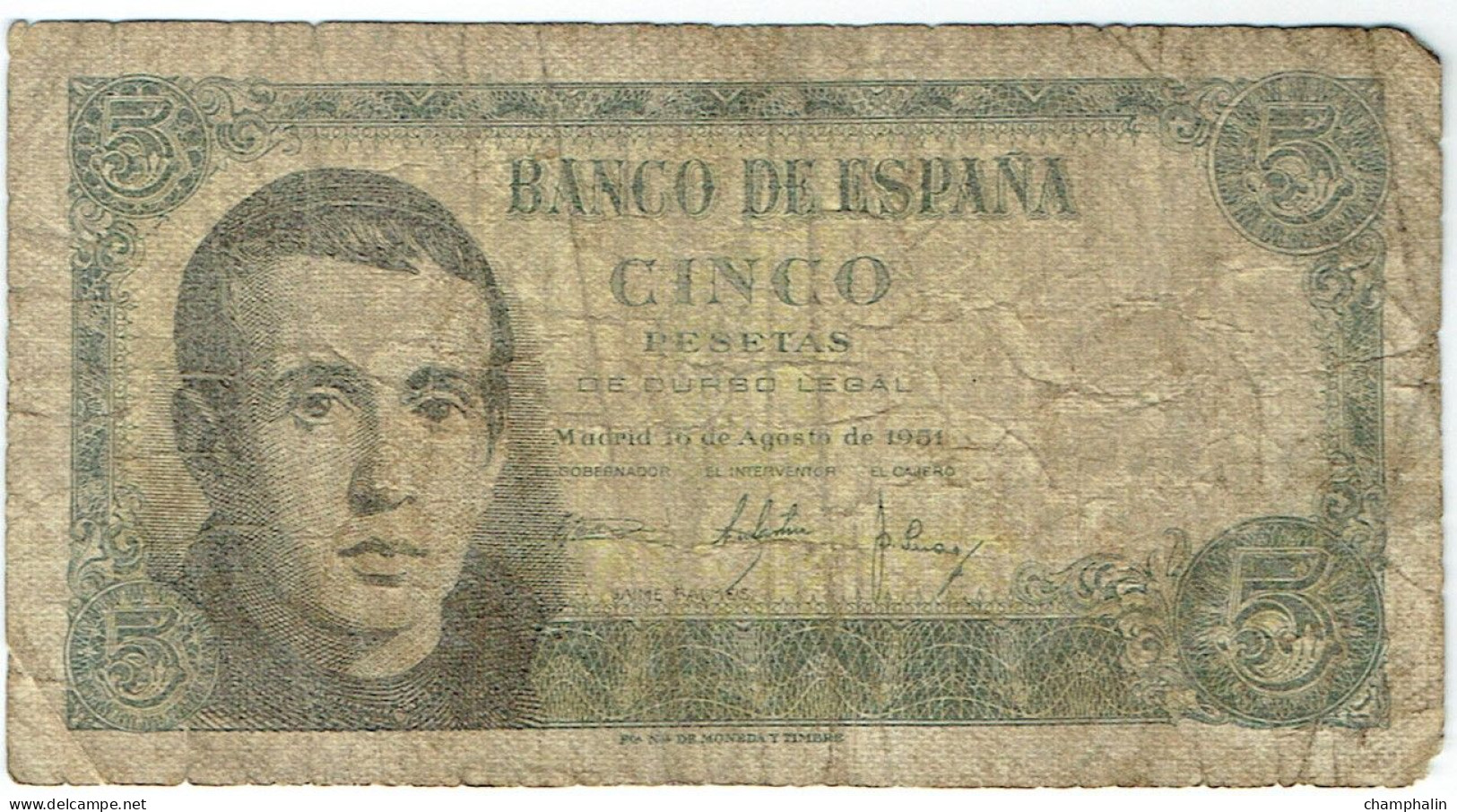 Espagne - Billet De 5 Pesetas - Jaime Balmes - 16 Août 1951 - P140a - 5 Pesetas