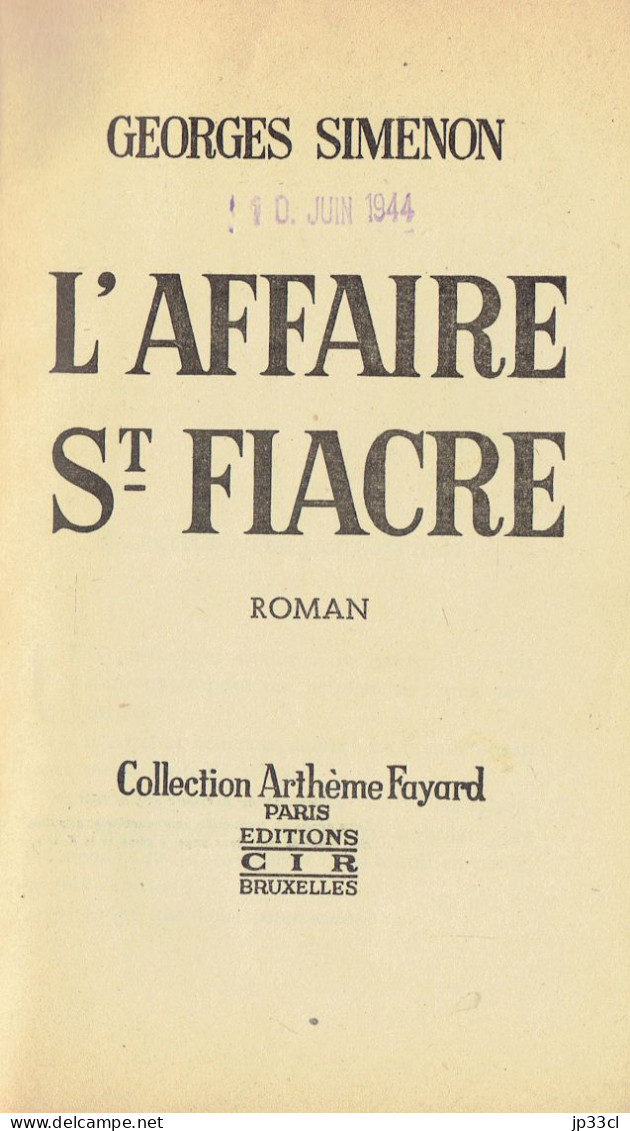 Très Ancien Ouvrage De Georges Simenon : L'Affaire St Fiacre (Arthème Fayard, 1931) - Simenon