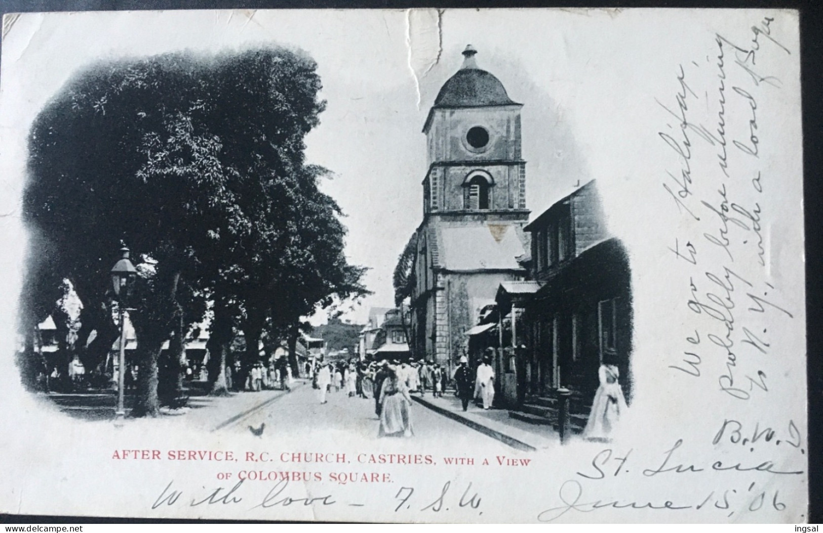 SANTA LUCIA………B.W.I.    CASTRIES………Columbus Square - Saint Lucia