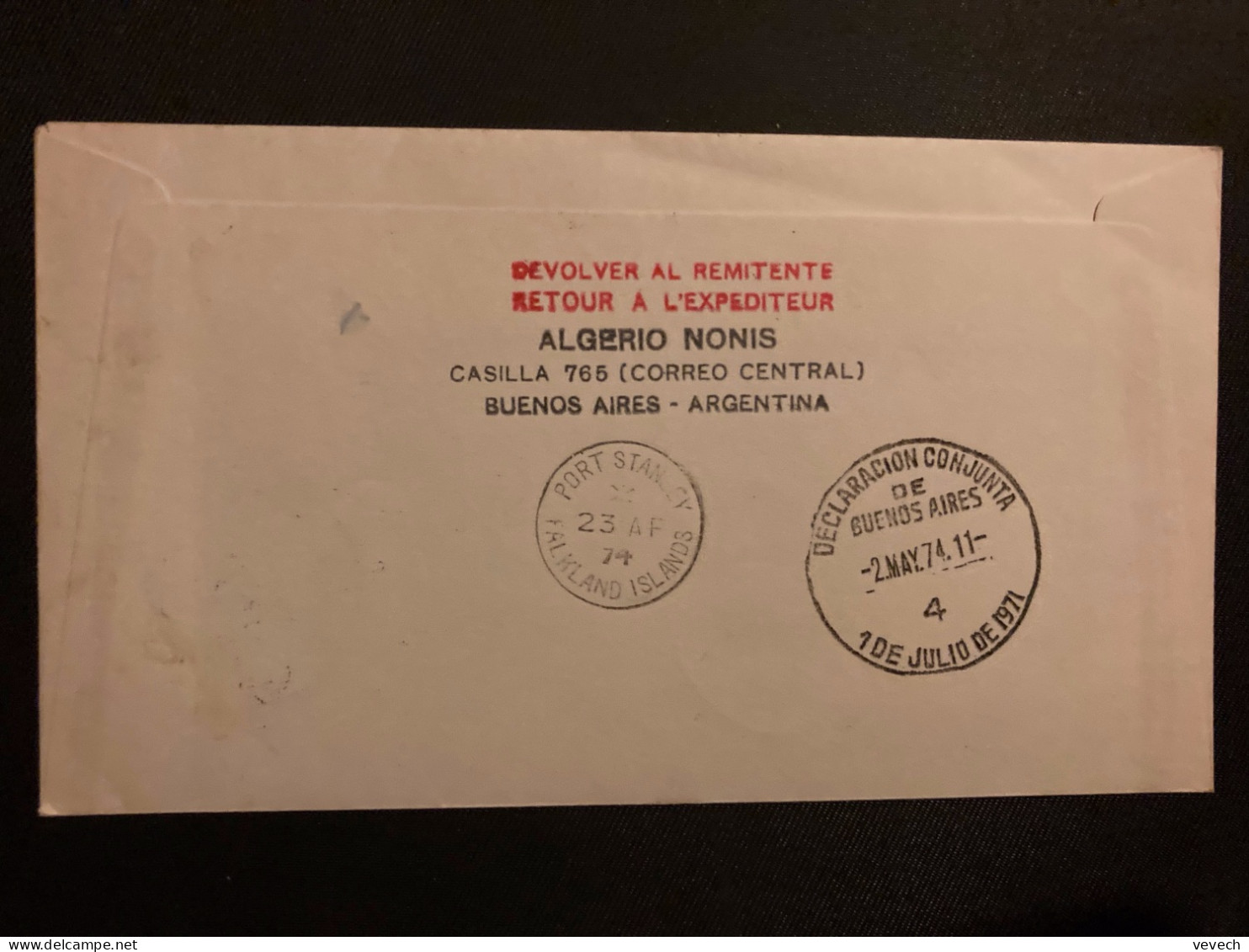 LETTE TP MACHIN 3 1/1P NON OBLITERE+ 10c OBL.8 ABR 74 BUENOS AIRES+AVION 26p OBL.16 ABRIL 1974 LUFTHANSA+HMS ENDURANOE - Storia Postale