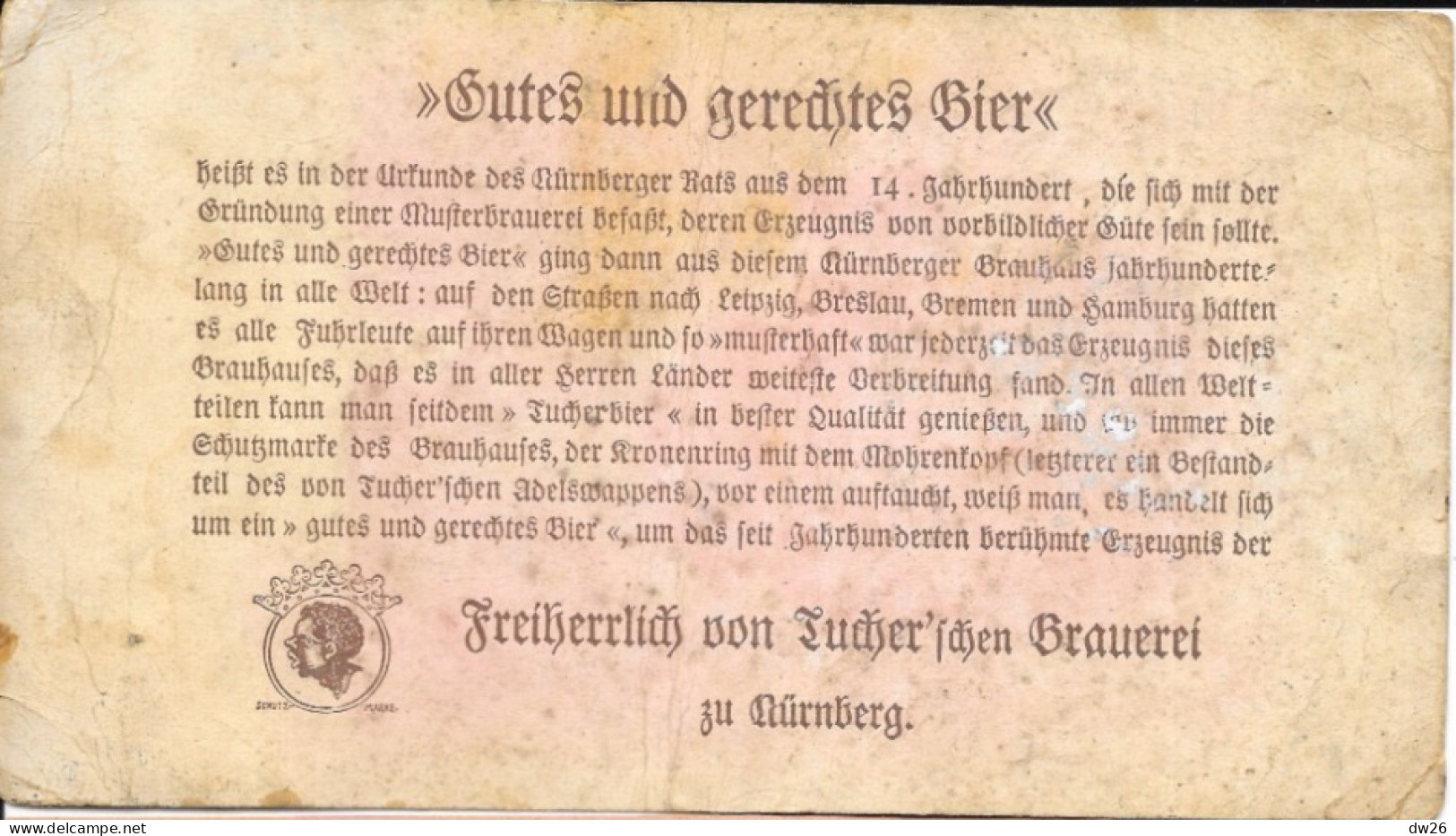 Publicité Pour La Bière - Tücher Bier In Aller Welt - Von Tucher'sche Brauerei, Nürnberg (Nuremberg) - Reclame