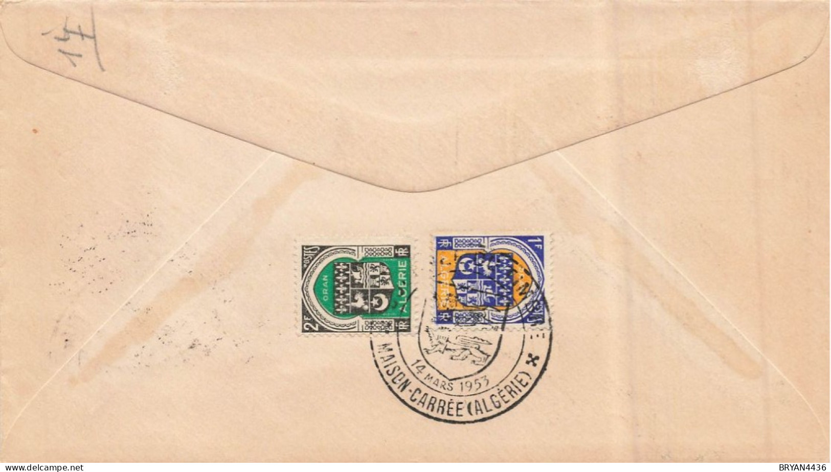 ALGERIE - FDC - 1953 - COMTE D' ARGENSON - LETTRE  - JOURNEE Du TIMBRE MAISON CARREE - TRES BON ETAT - FDC