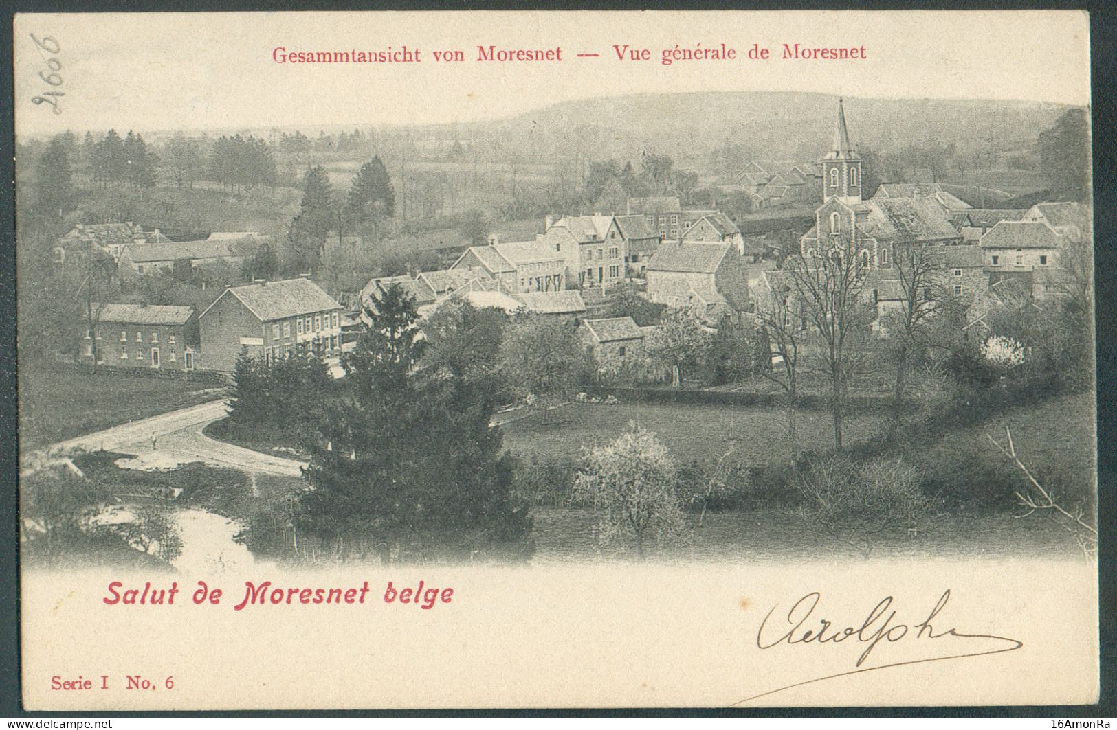 CANTONS De L'EST - N°53 - 1c. Obl. Sc VERVIERS (OUEST) Sur C.P. (Vue Générale De Moresnet) Du 15 Juin 1904 + Griffe MORE - Sello Lineal