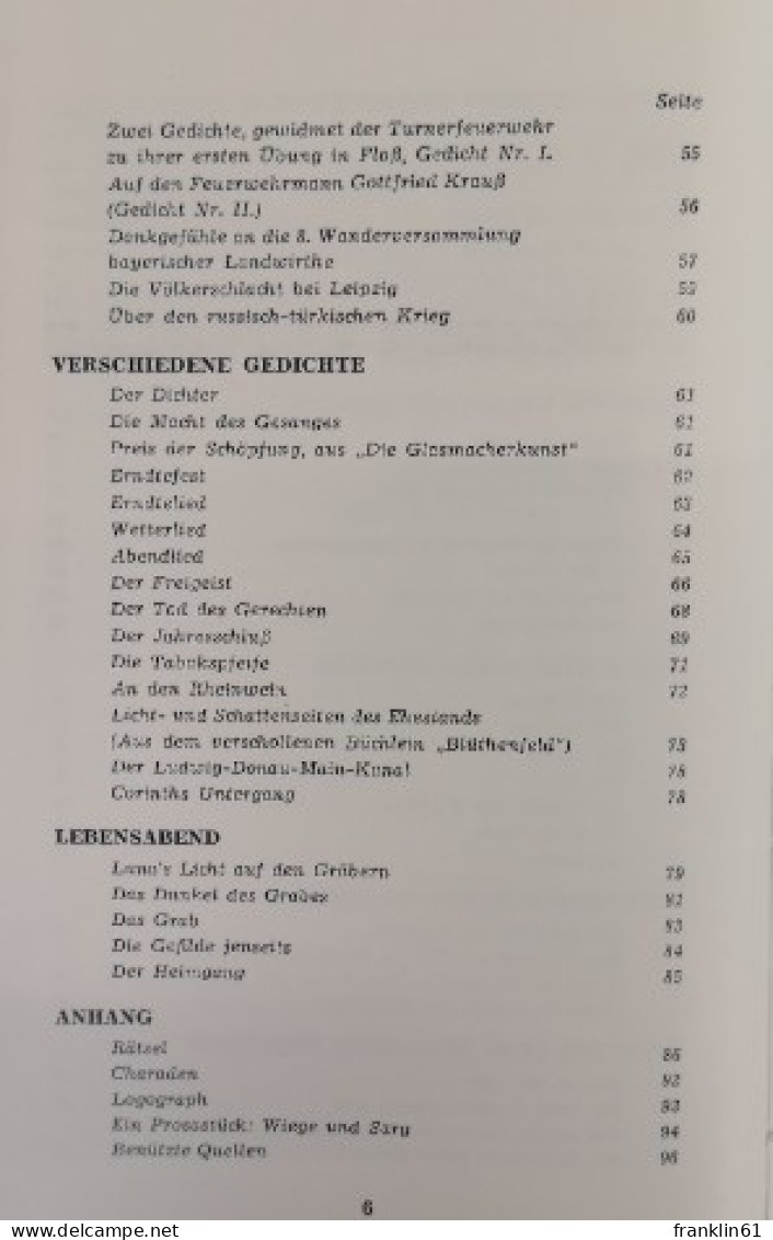 Vermischte Gedichte Von Oswald Hafner. - Gedichten En Essays