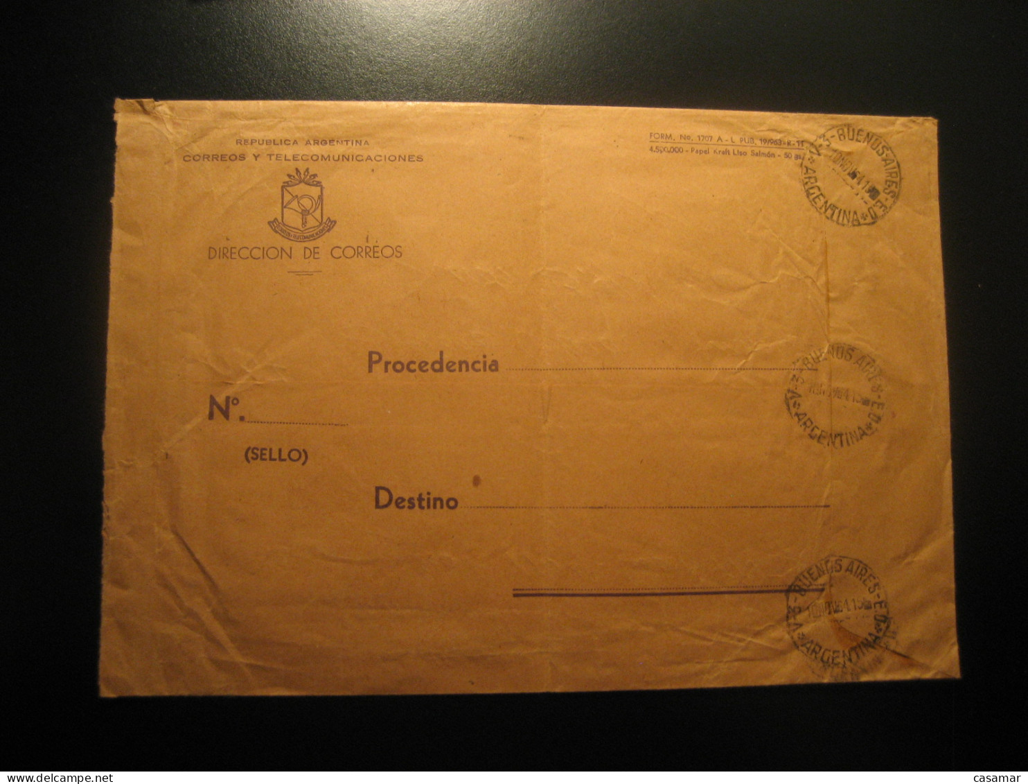 BUENOS AIRES 1964 Special Envelope Containing Spain Damaged Envelope Cancel Folded Cover ARGENTINA - Storia Postale