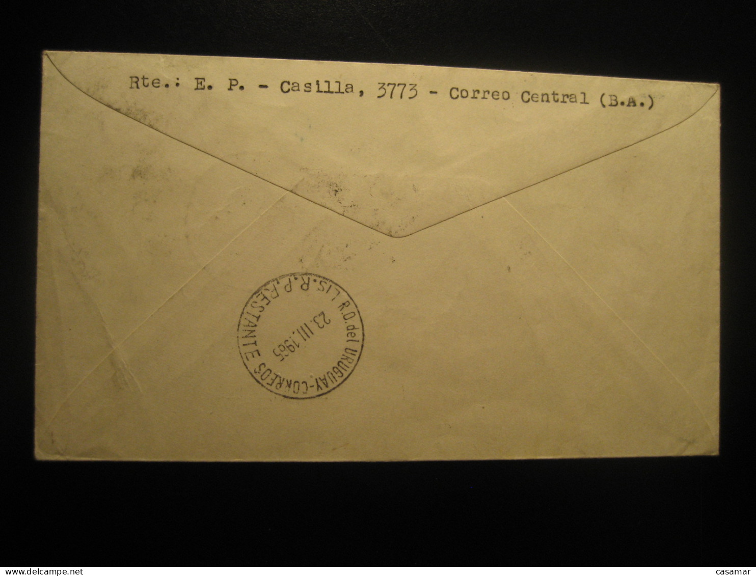 BUENOS AIRES 1965 To Montevideo Uruguay Rio De La Plata Overprinted Stamp Air Mail Cancel Cover ARGENTINA - Brieven En Documenten