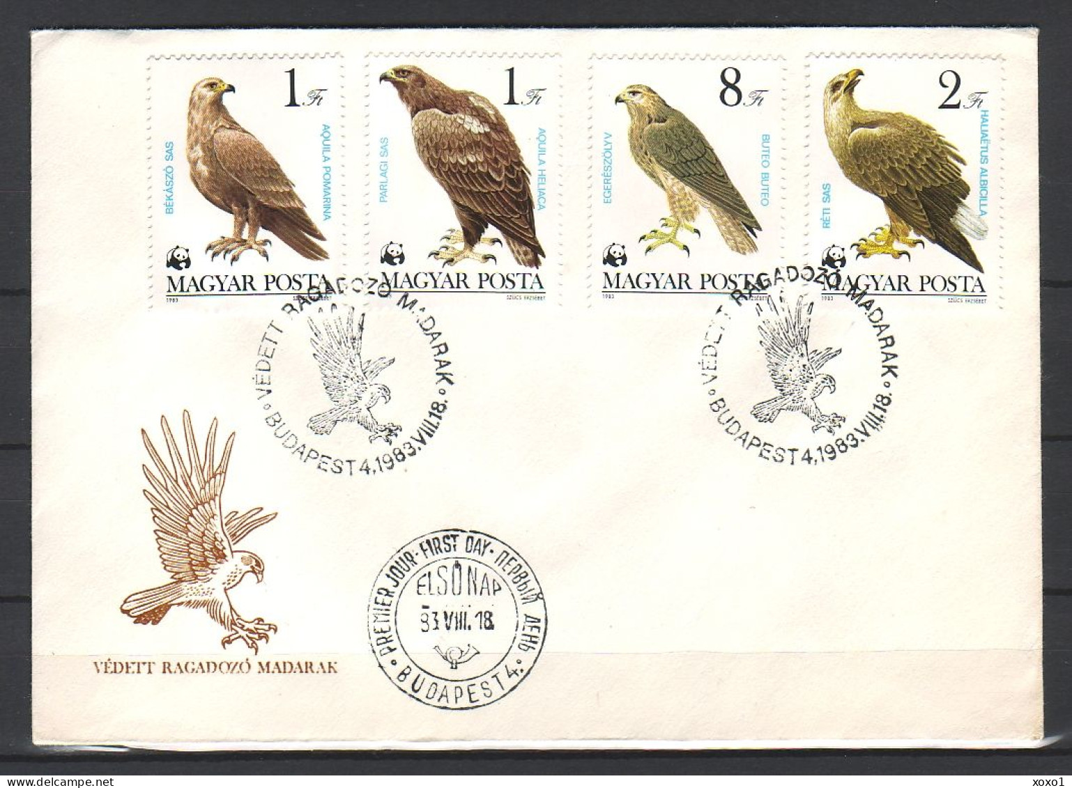 Hungary 1983 MiNr. 3624 - 3630 Ungarn WWF Greifvögel Eagles Birds Of Prey  2 LOCAL FDC 12,00 € - Aigles & Rapaces Diurnes