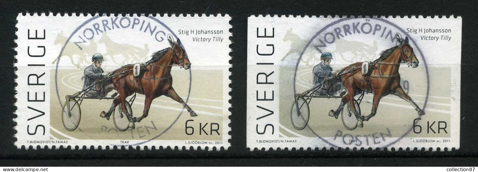 Réf 77 < -- SUEDE 2011 < Yvert N° 2818 + 2818a Dent 4 Cotés Ø < Mi 2843 Ø Used -- > Horse Cheval De Trot Victory Tilly - Used Stamps